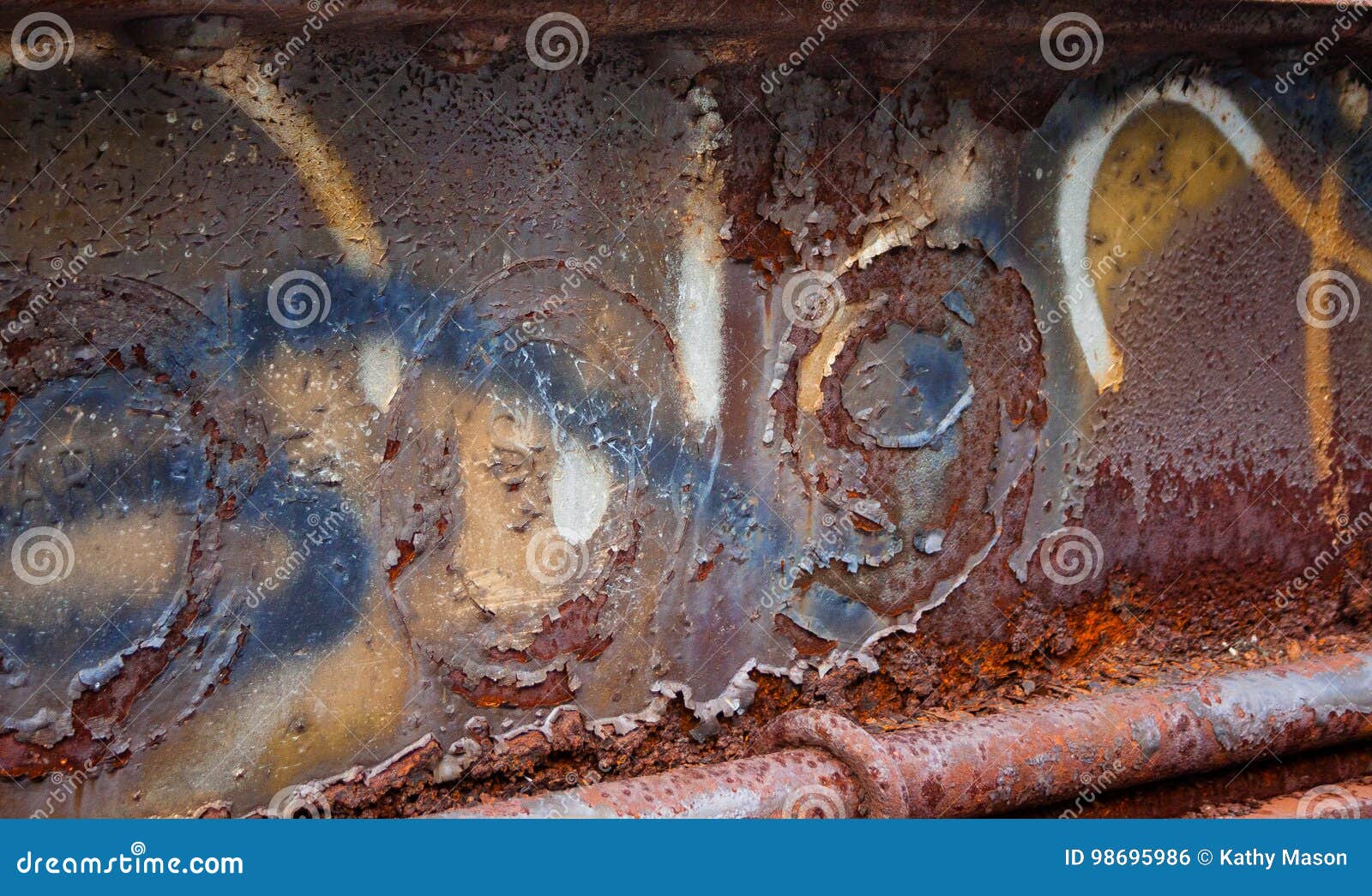 abstract background rust, peeling paint & grafetti