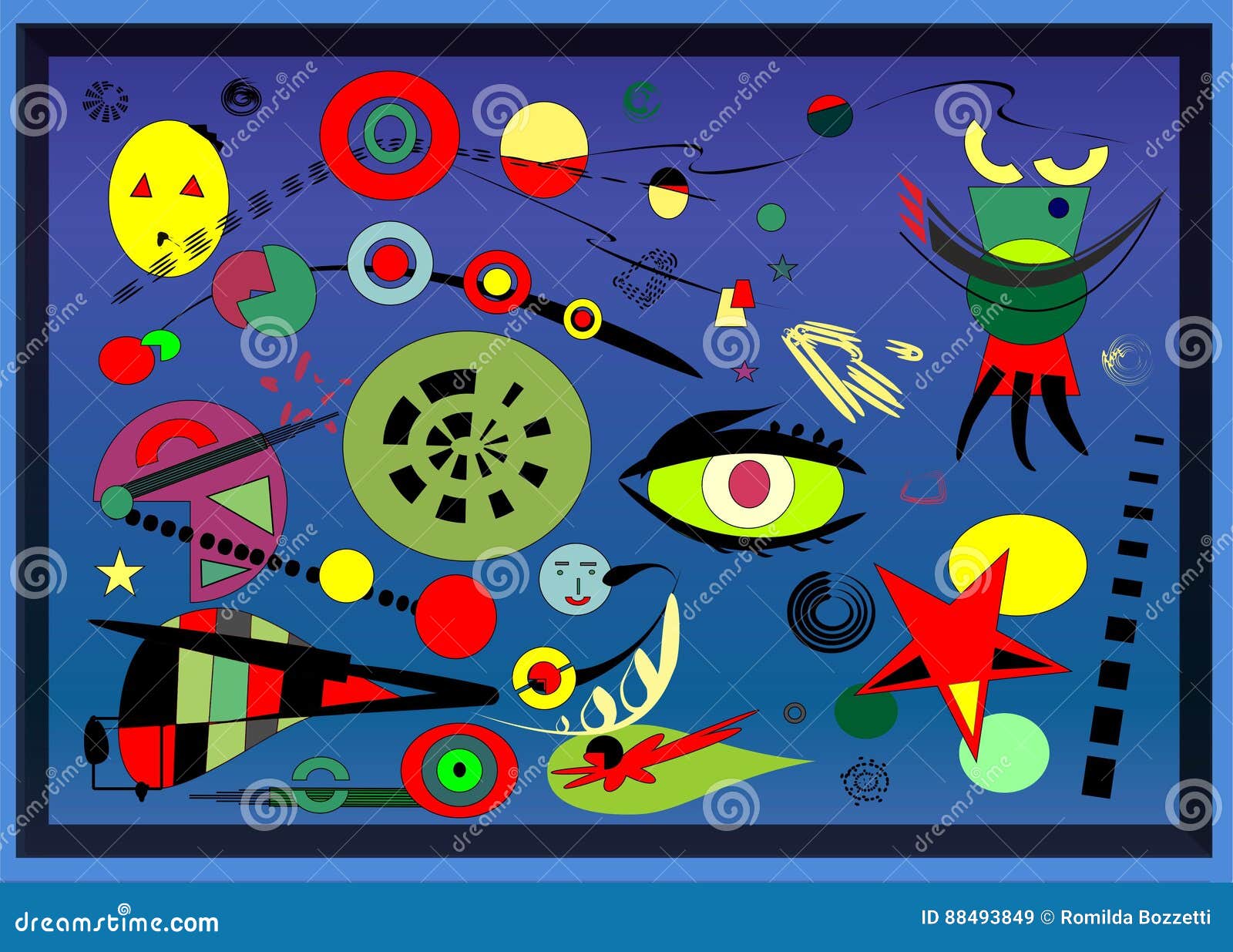 abstract background, style miro `french painter