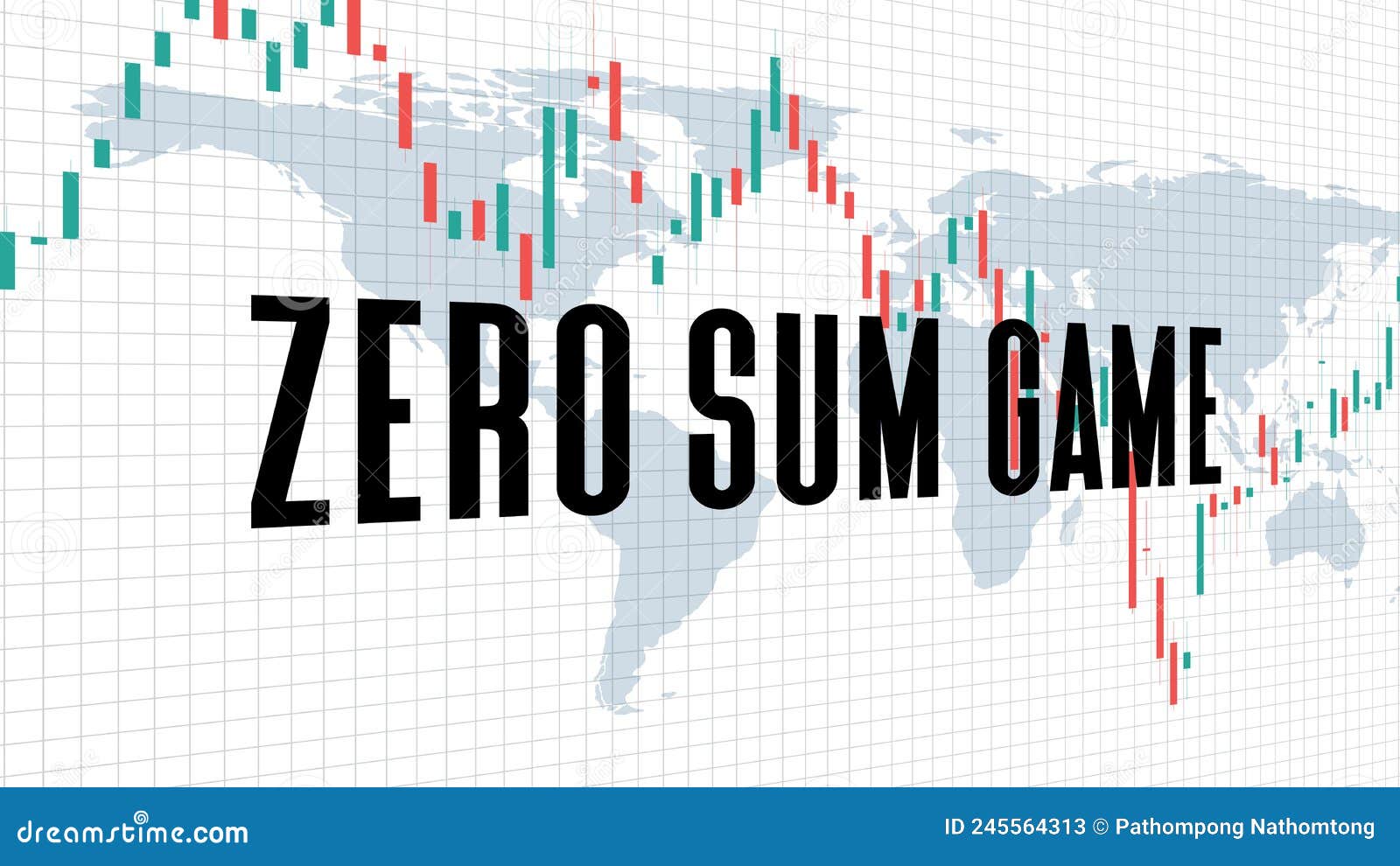 background of zero sum game stock market on white background