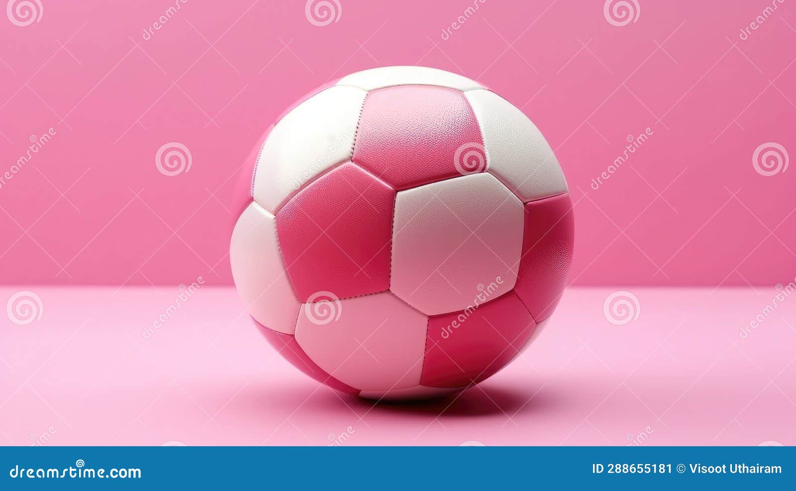 Abstract Ball on Pink Wallpaper, Pink Soccer Ball on Pink Background Stock Illustration