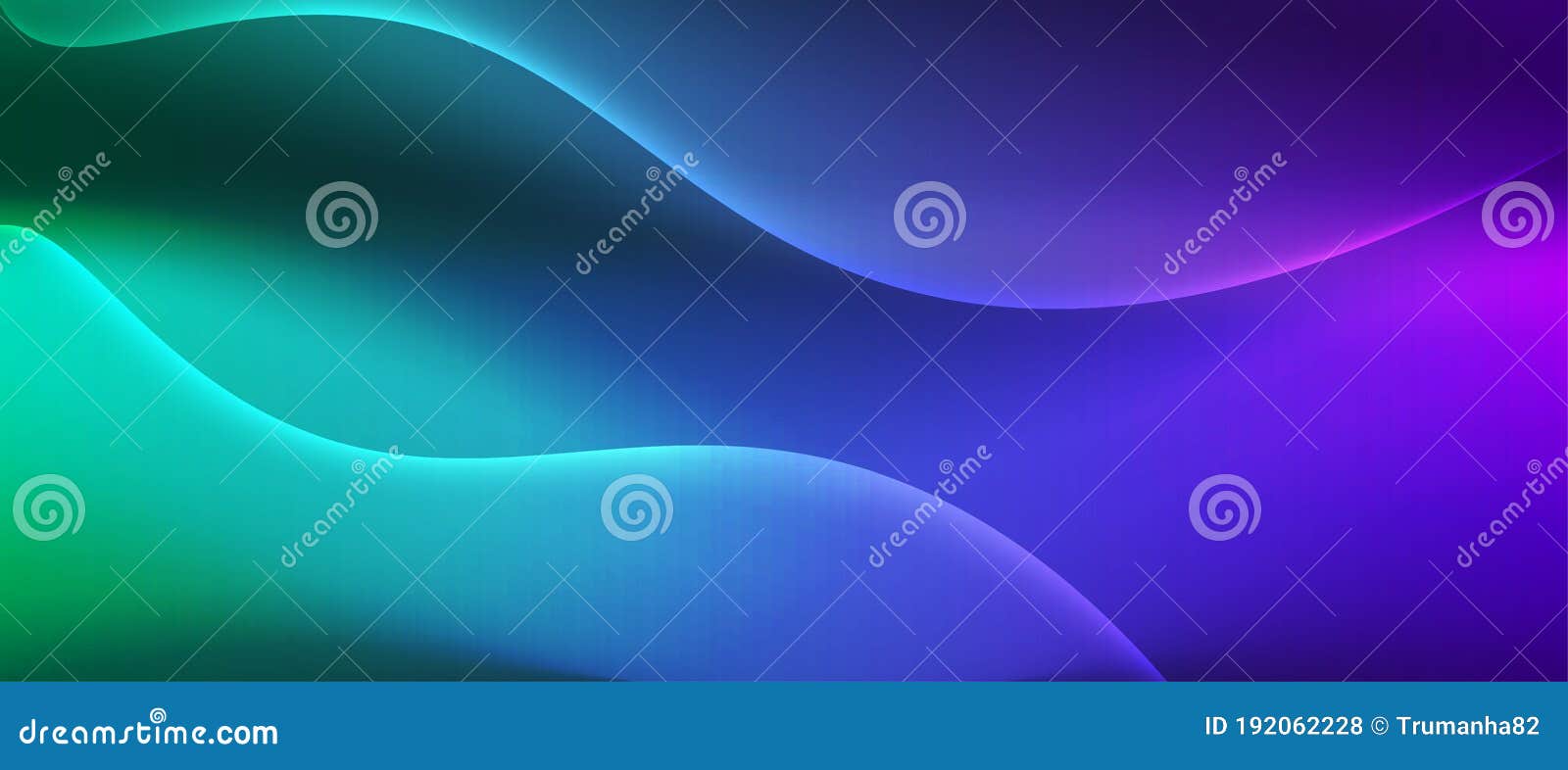  abstract curves in dark purple, blue and green gradient background banner