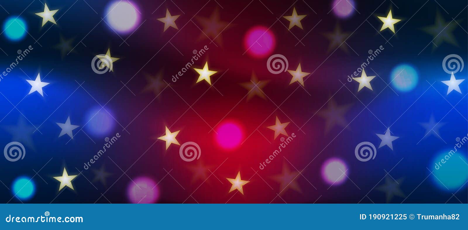 abstract bright stars and blurred lights bokeh in dark blue and red gradient background banner