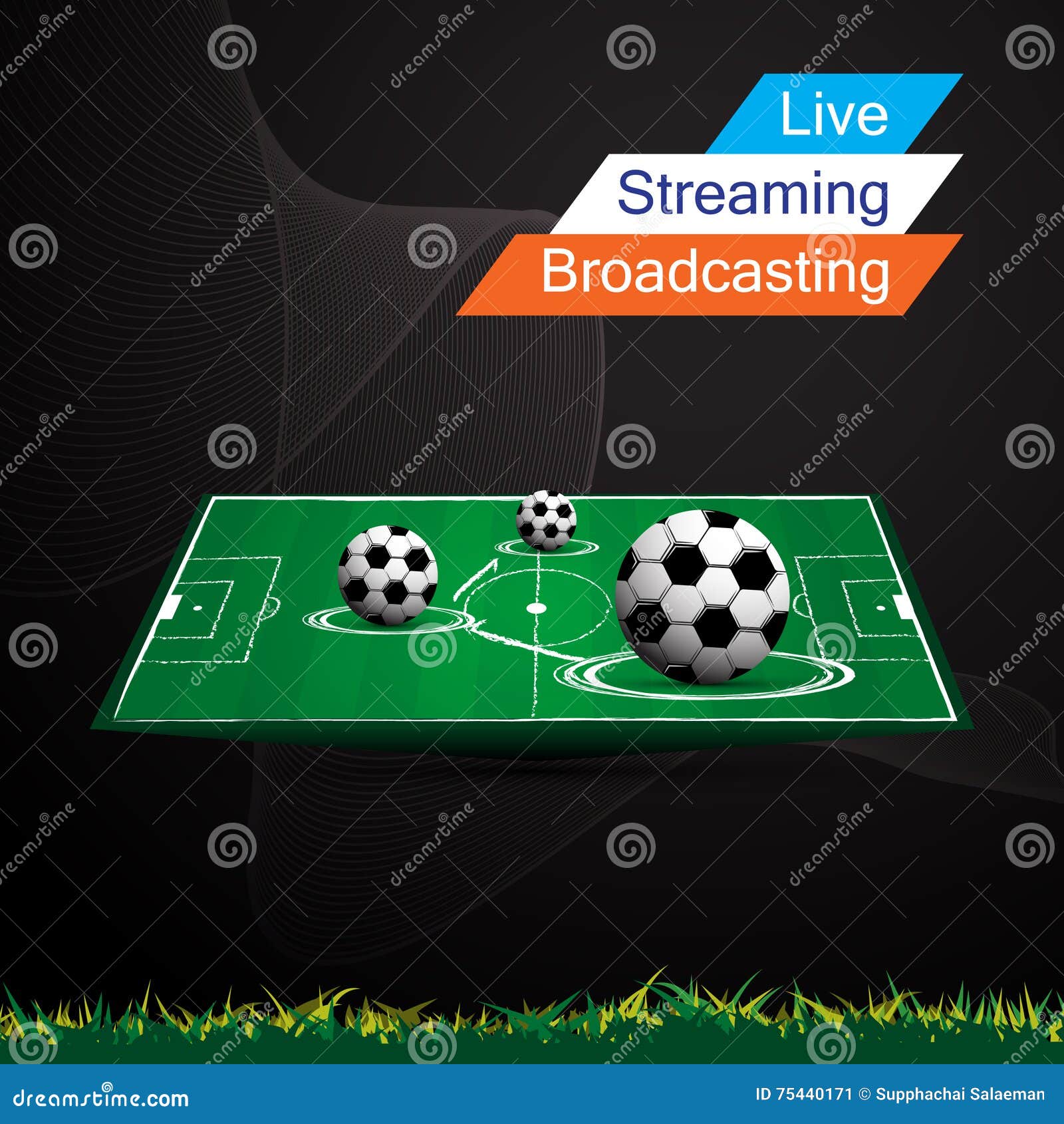 Abstract Banner Football Soccer Live Stream Broadcasting Design Stock Vector