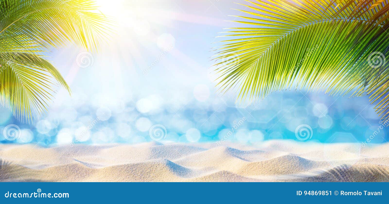 abstract beach background - sunny sand and shiny sea