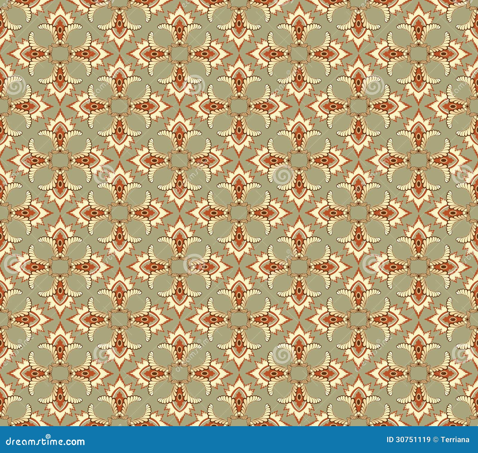 abstract beige and brown floral geometric seamless