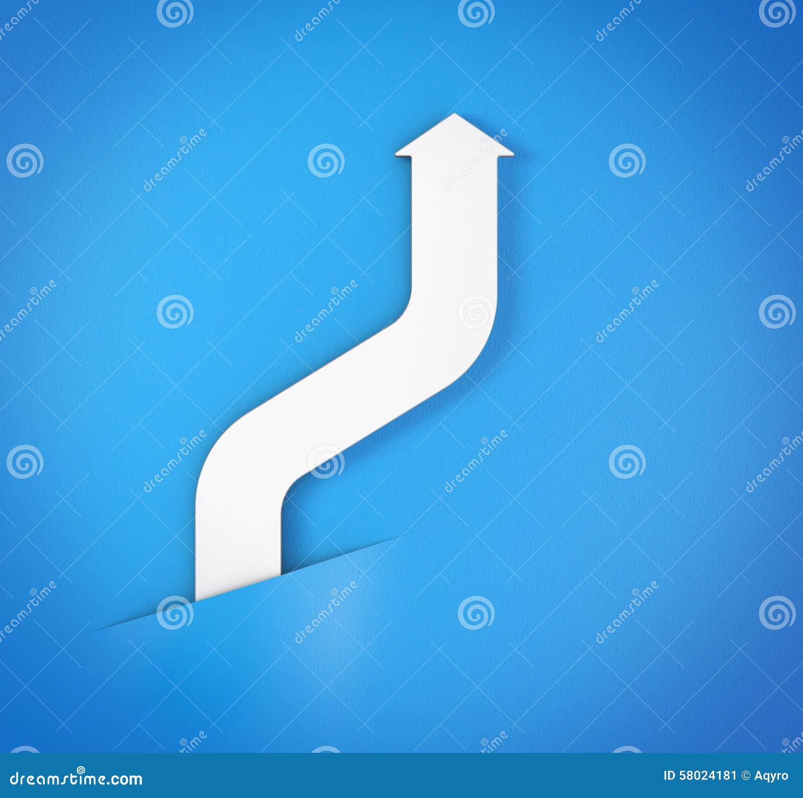 Abstract Bent White Arrow on Blue Background Stock Illustration Illustration of line, lead