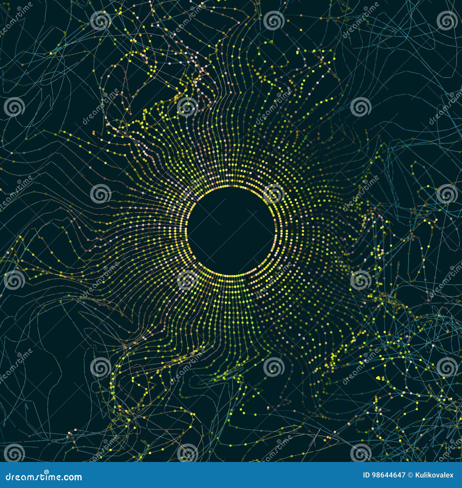 abstract big data . particle circle grid glitch and wave. digital bigdata background