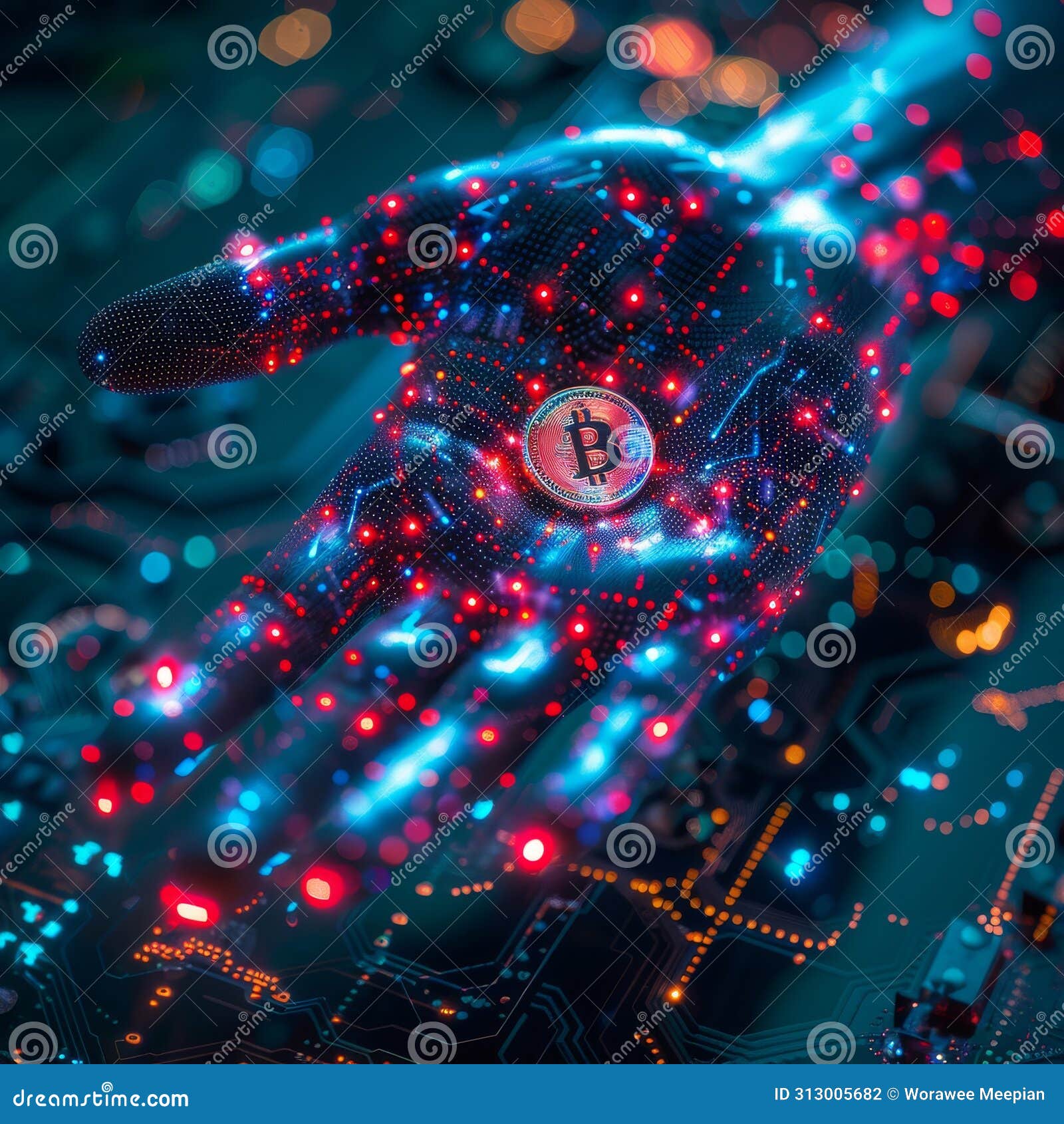 Abstract Bit Coin Crypto Currency Technology Background. Generative AI  Stock Photo - Image of bank, trade: 313005682