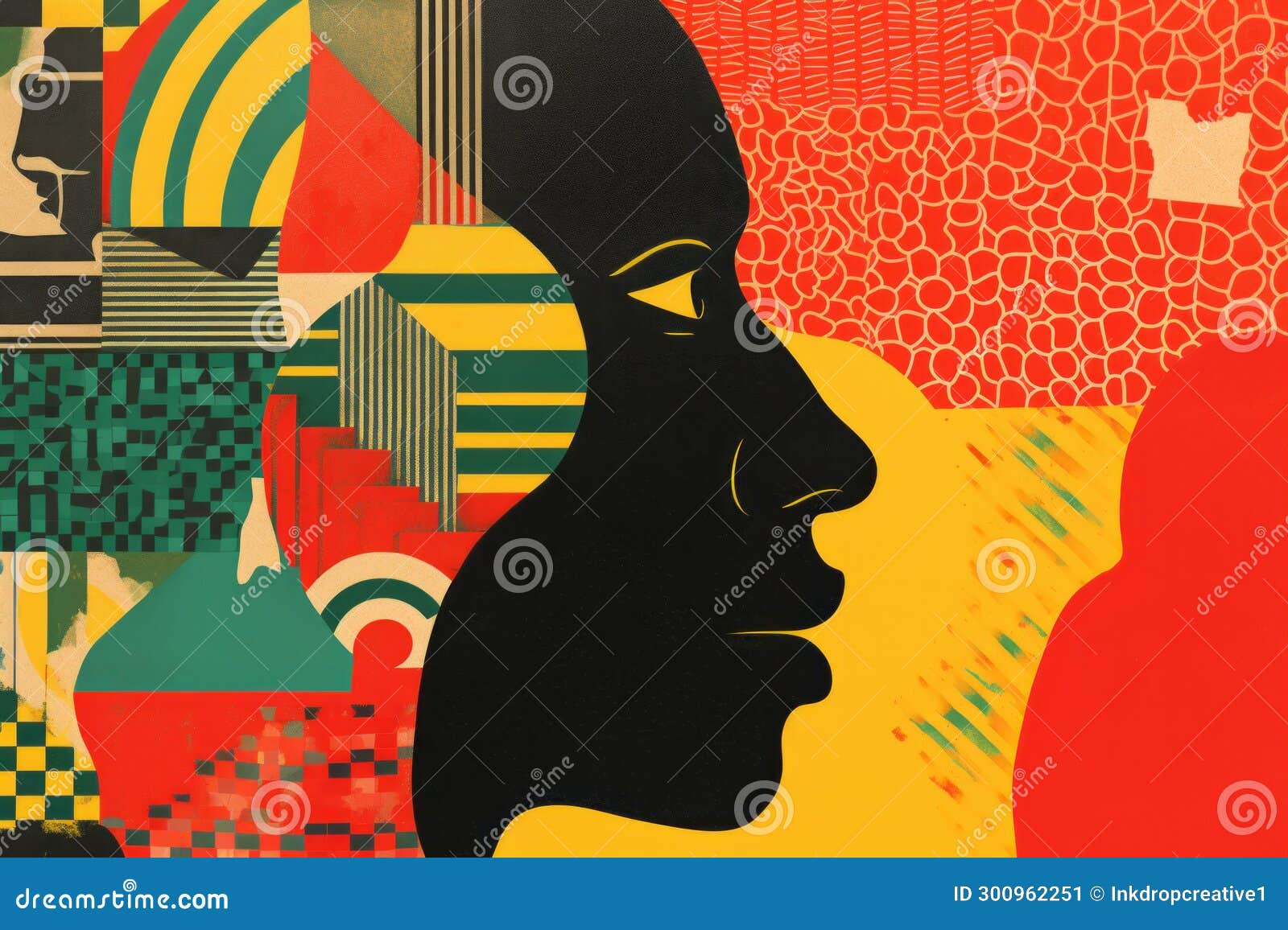 abstract black history month red, green and yellow background