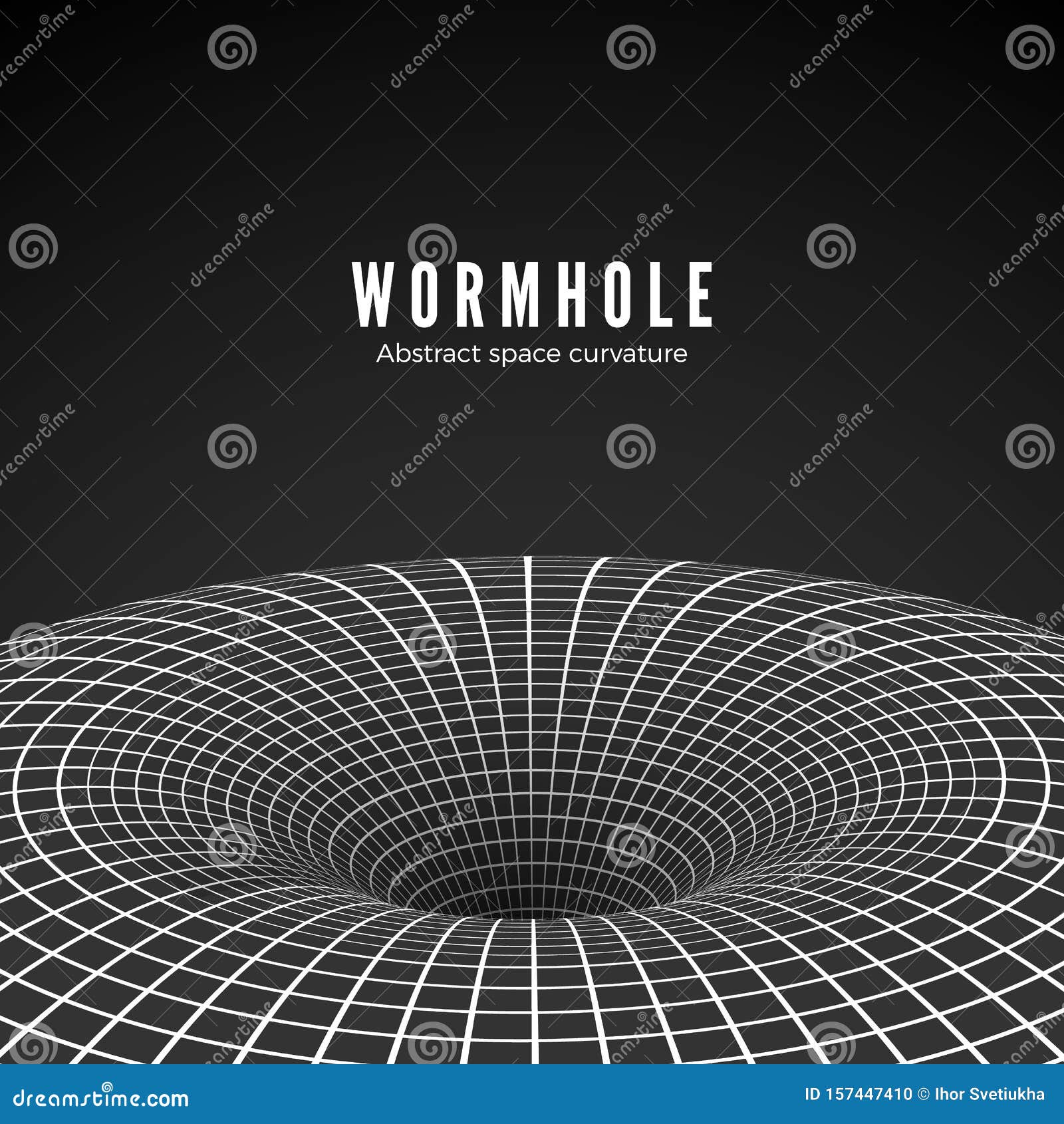 abstract black hole or wormhole. sci-fi digital  of portal though time and space. space curvature - funnel. 