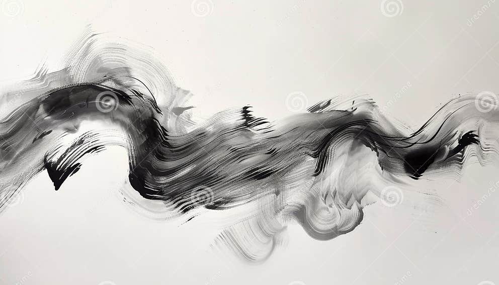 Abstract Black Ink Wave on White Background Stock Illustration ...