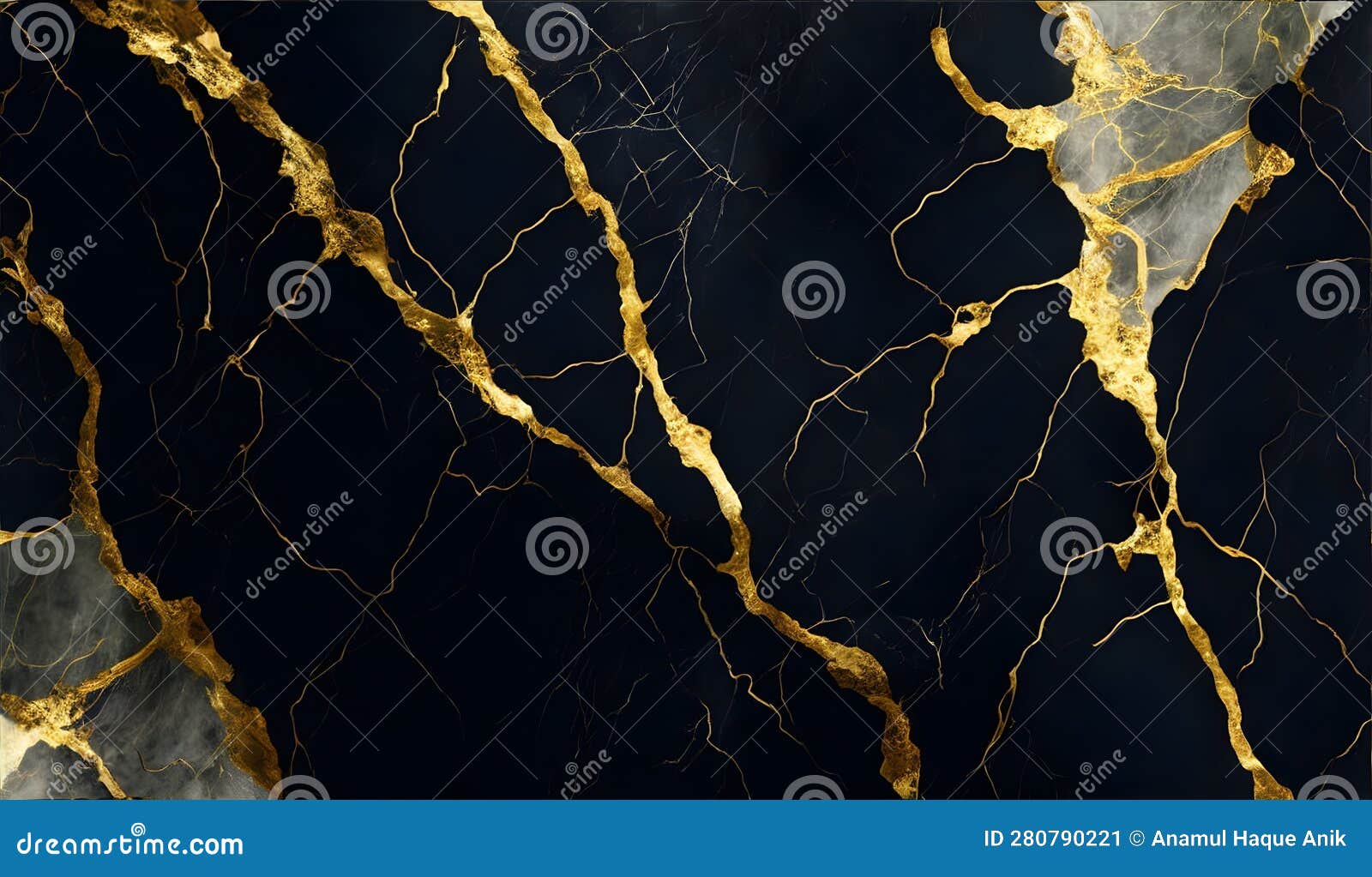 abstract black marble background with golden veins, japanese kintsugi technique