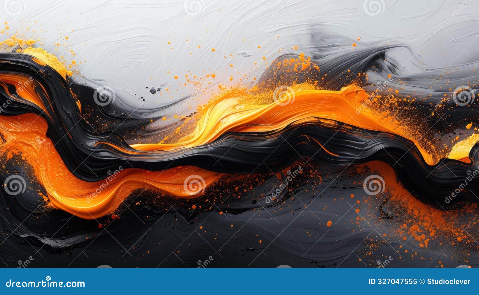 abstract black and orange paint swirl - generative ai