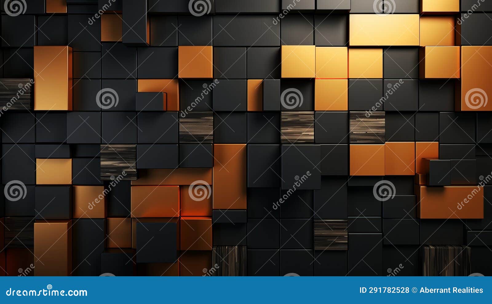 An Abstract Black and Orange Wall with Squares Stock Illustration