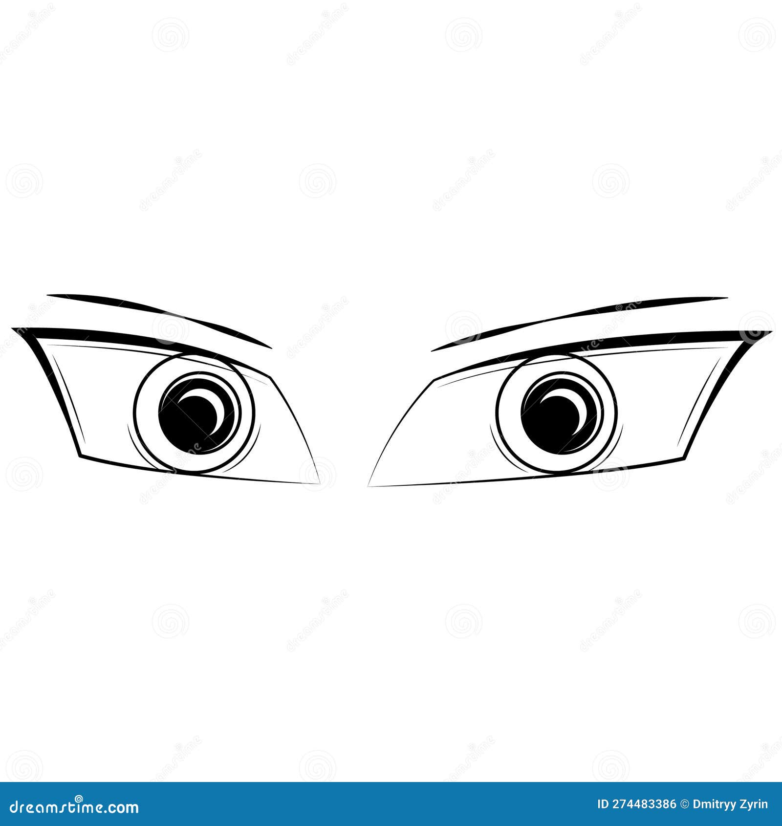 Anime Eyes Isolated White Background Illustration Design Style