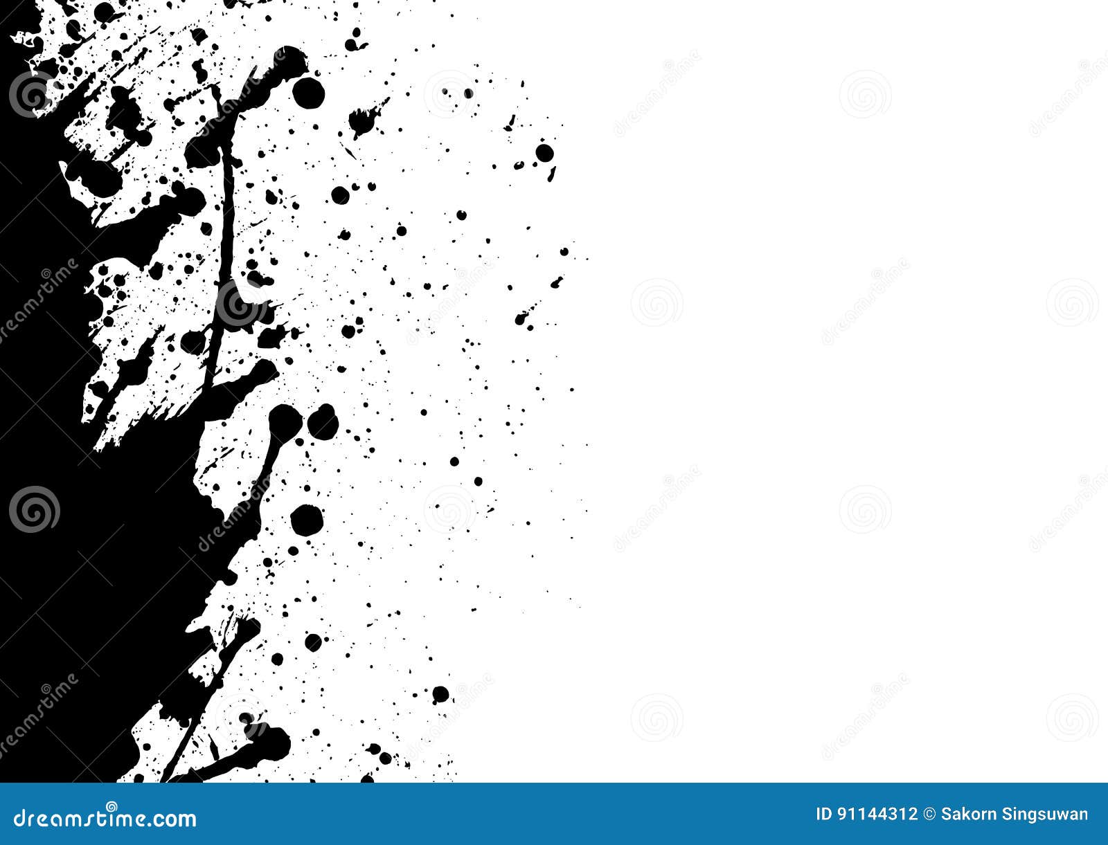 Abstract Black Splatter Background, Isolated on White. Stock Vector