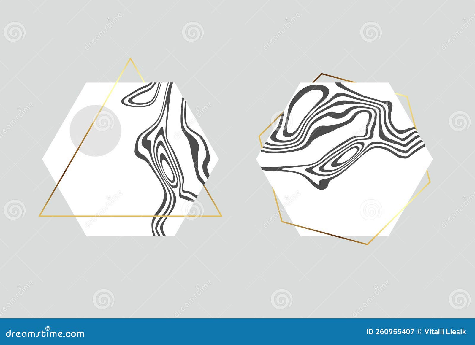 Abstract black striped elements and geometric shapes abstract design