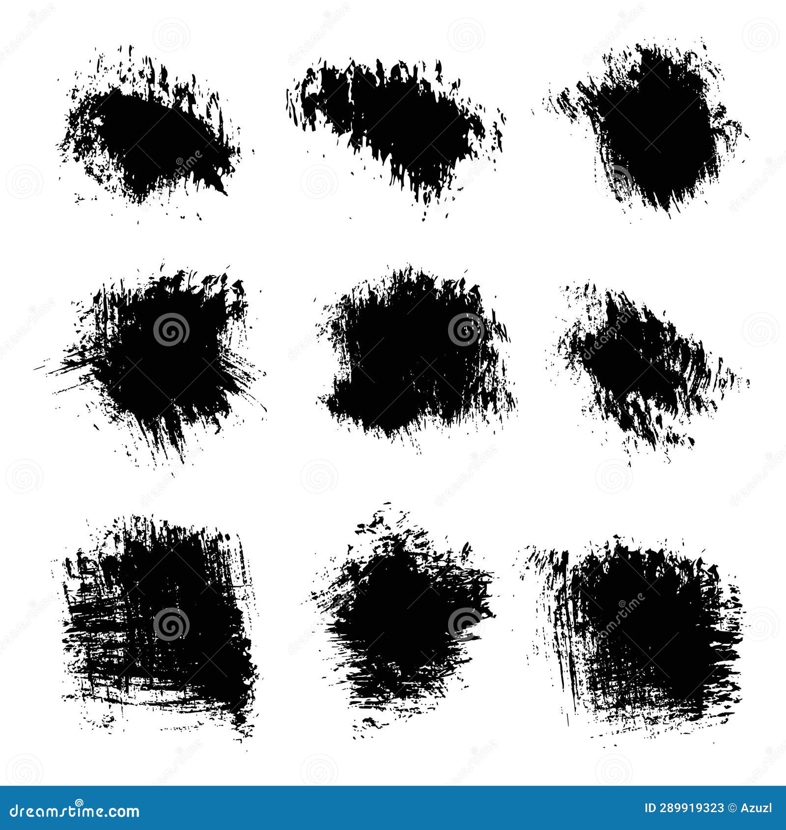 Abstract Black Strokes Painted by Dry Brush Isolated on a White Stock