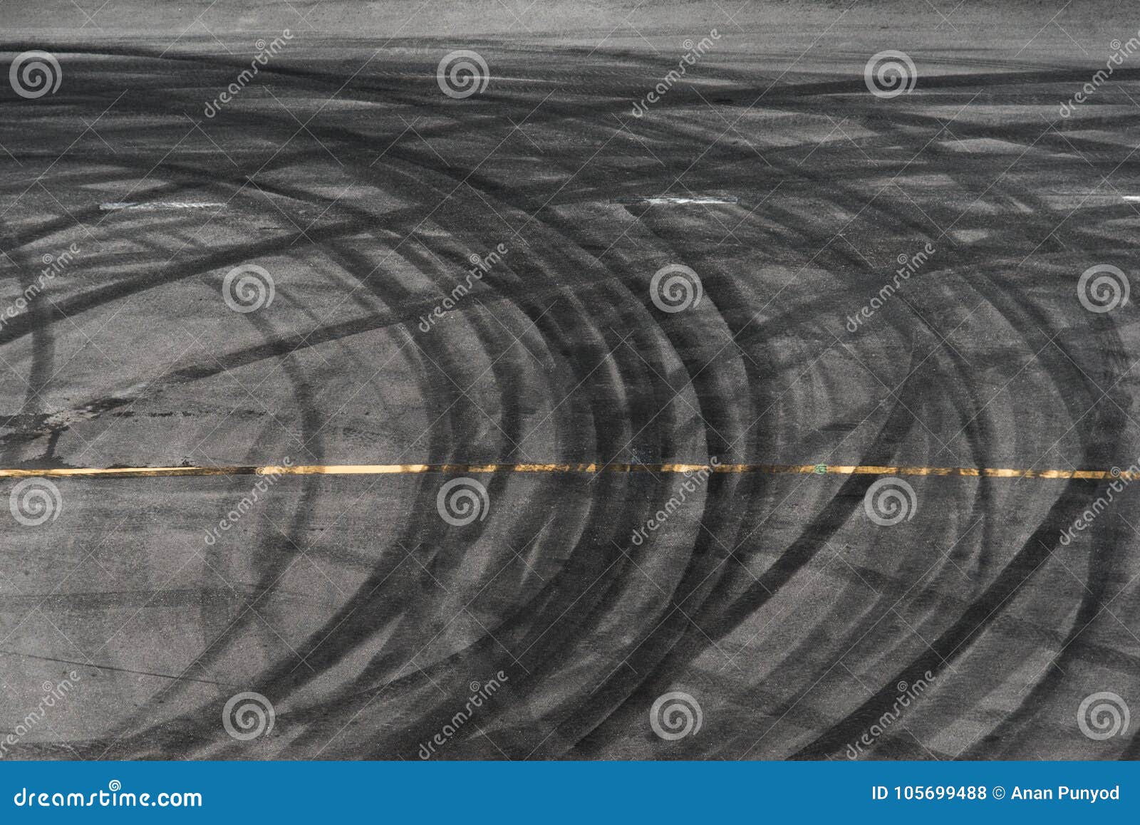 abstract of black tire wheels caused by drift car on the road