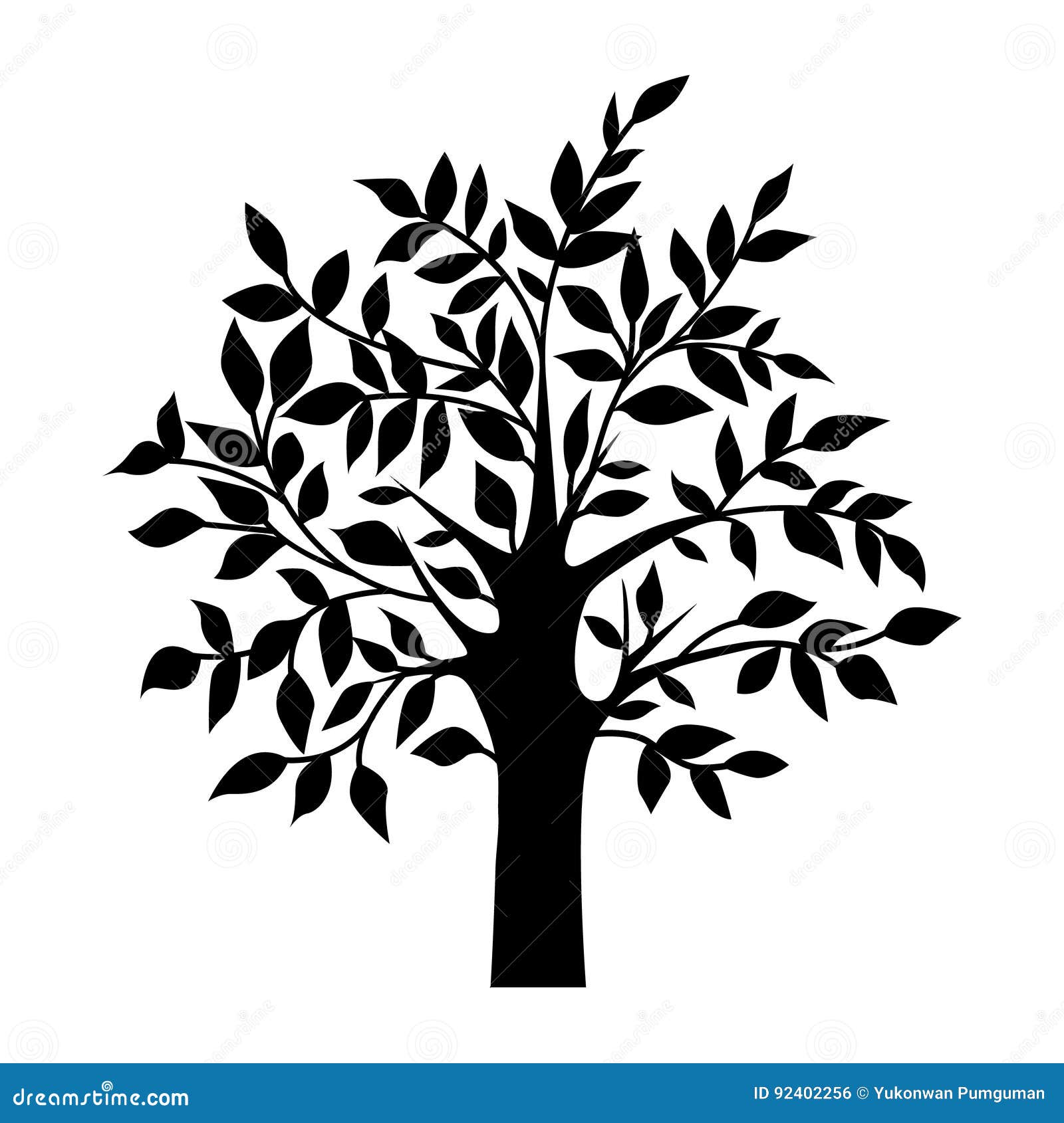 Abstract Black Tree, Isolated Natural Plant Sign, Vector Stock Vector
