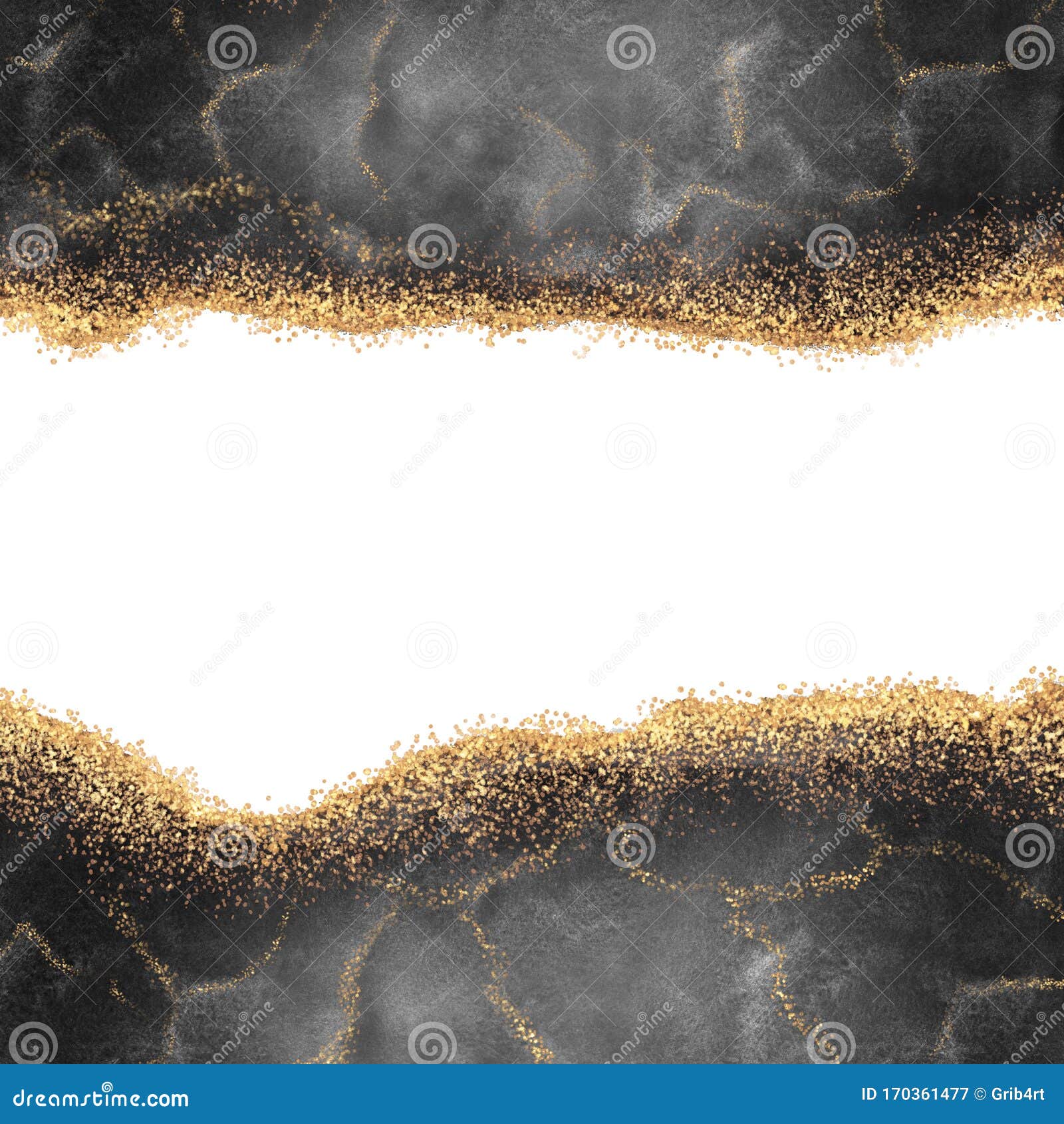 Abstract Black Watercolor Texture with Gold Stock Illustration