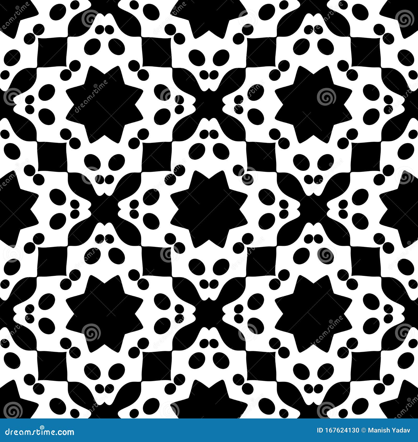 abstract black and white background reactangles flowers shot and big dots repeated s