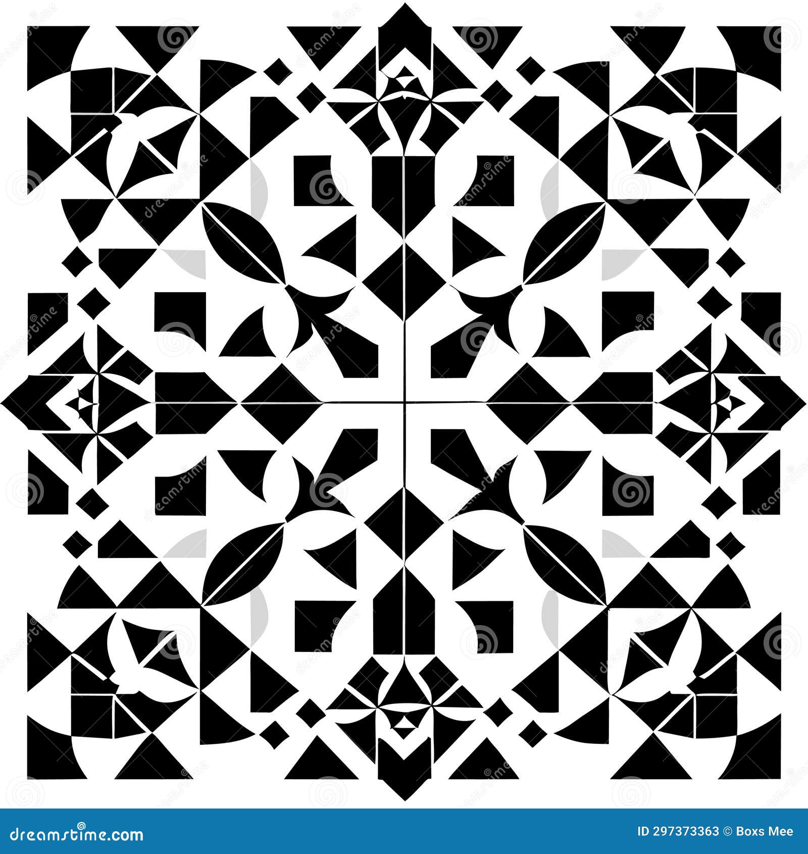 Abstract Black and White Ornamental Pattern. Repeatable Geometric