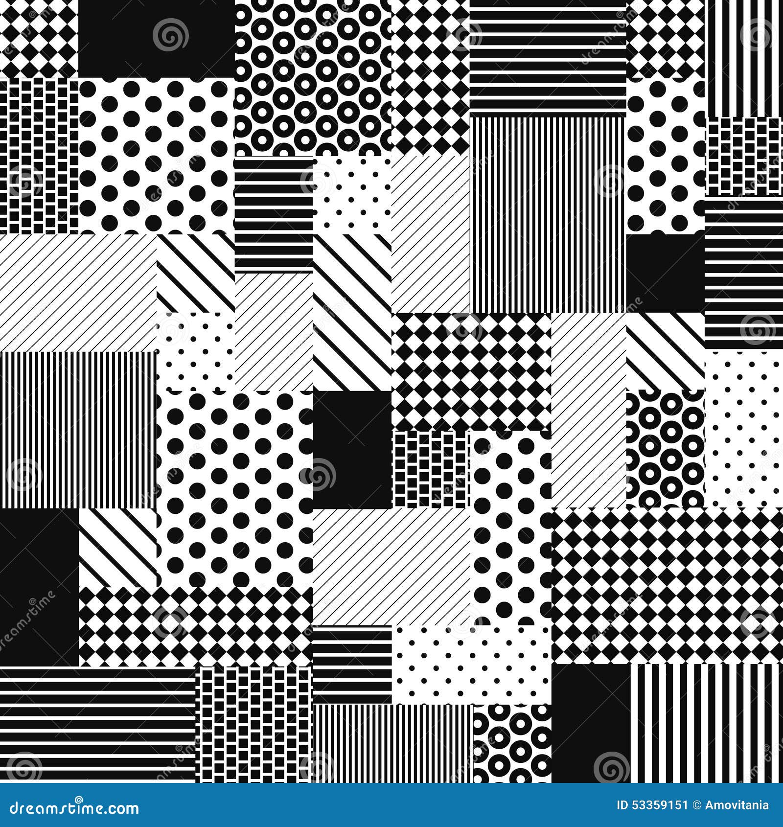 Abstract Black And White Patchwork Stock Vector Illustration Of