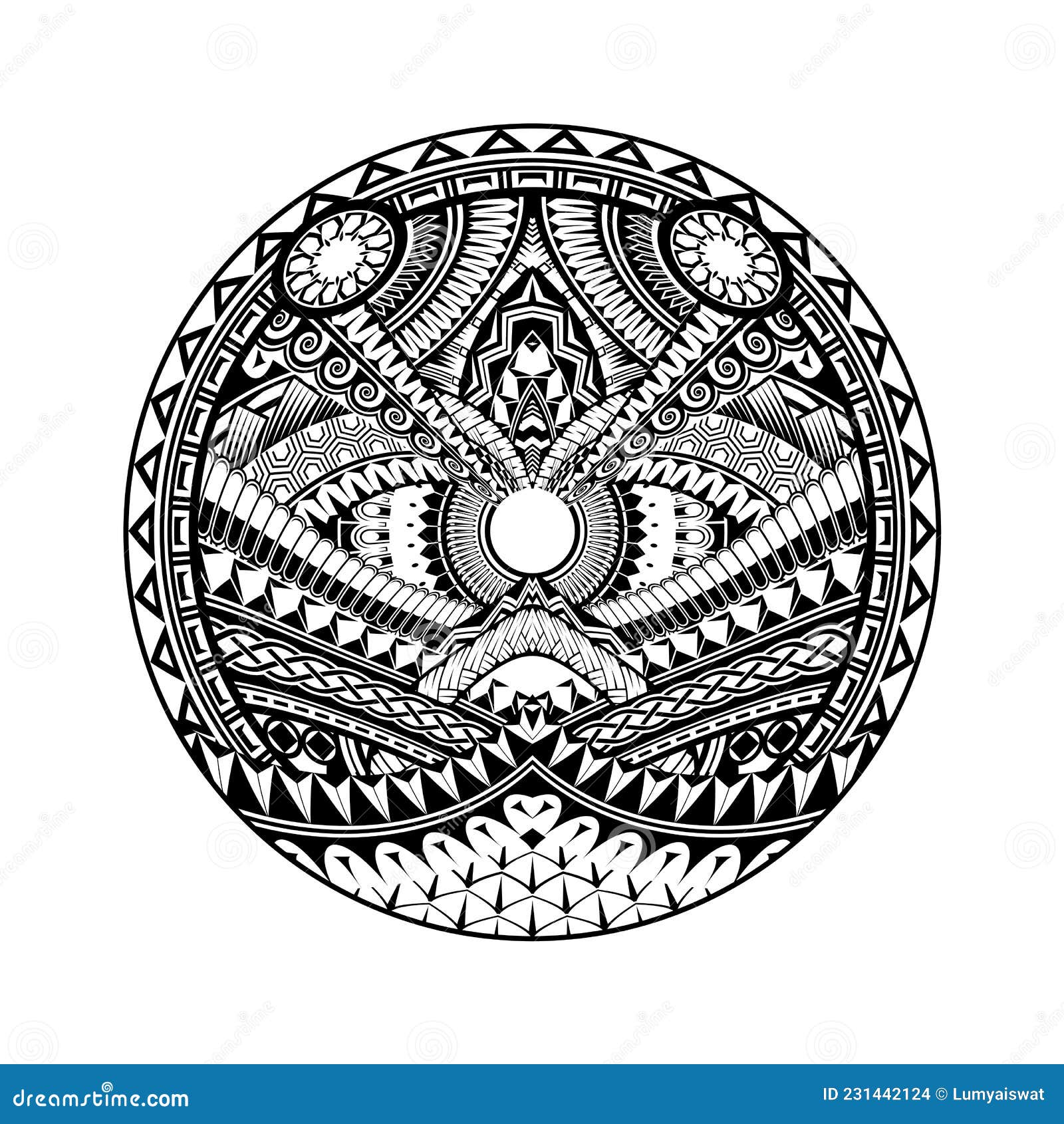 Abstract Black and White Polynesian Tattoo Vector Stock Vector ...