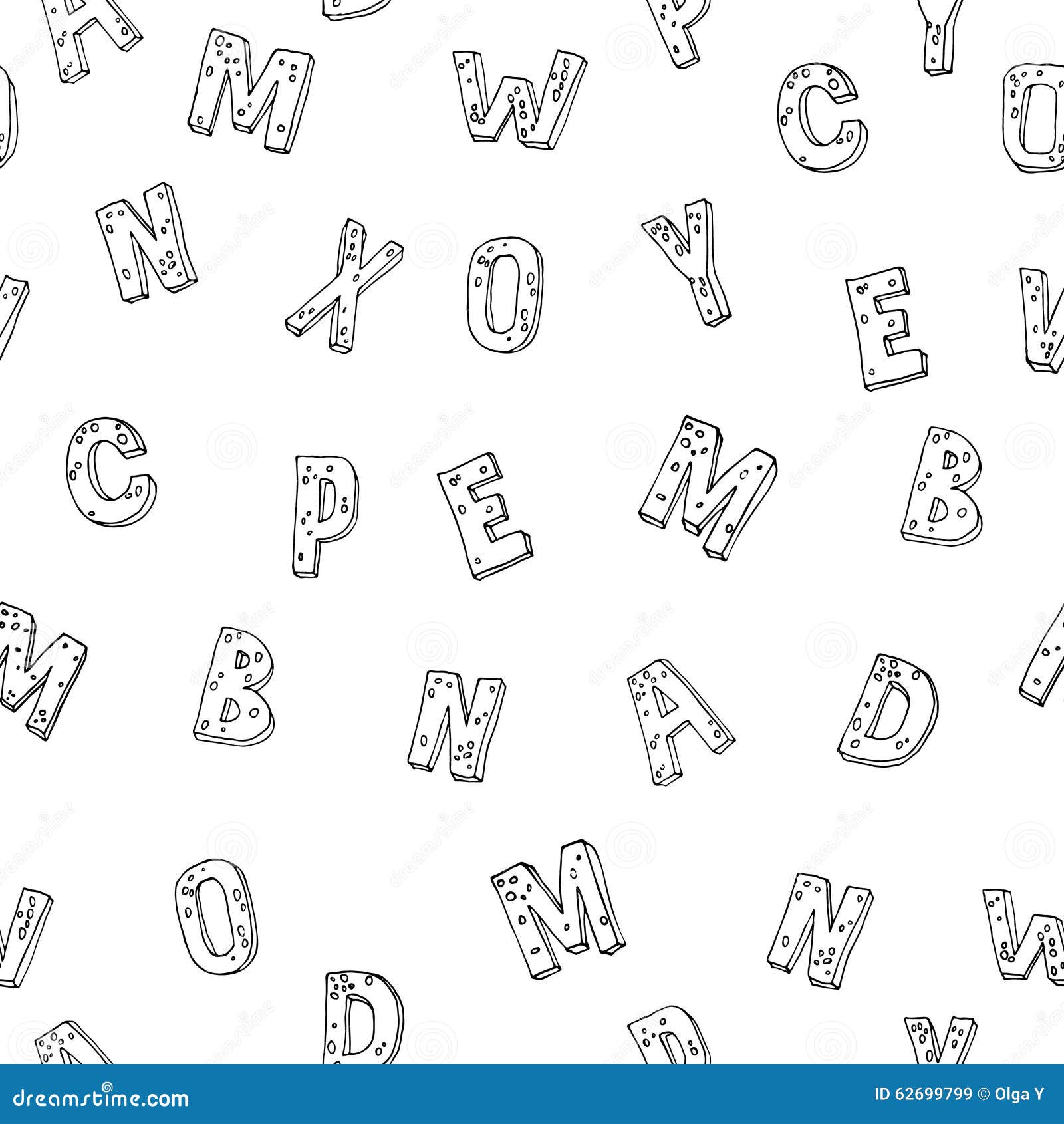 Abstract Black and White Seamless Alphabet Background Vector