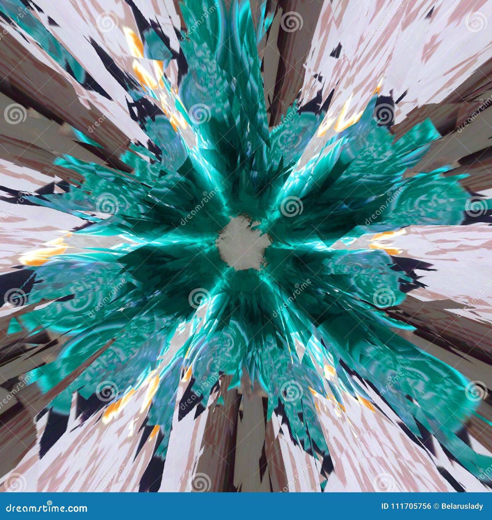 Abstract Black White Teal Canvas Swirl Effect Glass Explosion Stock