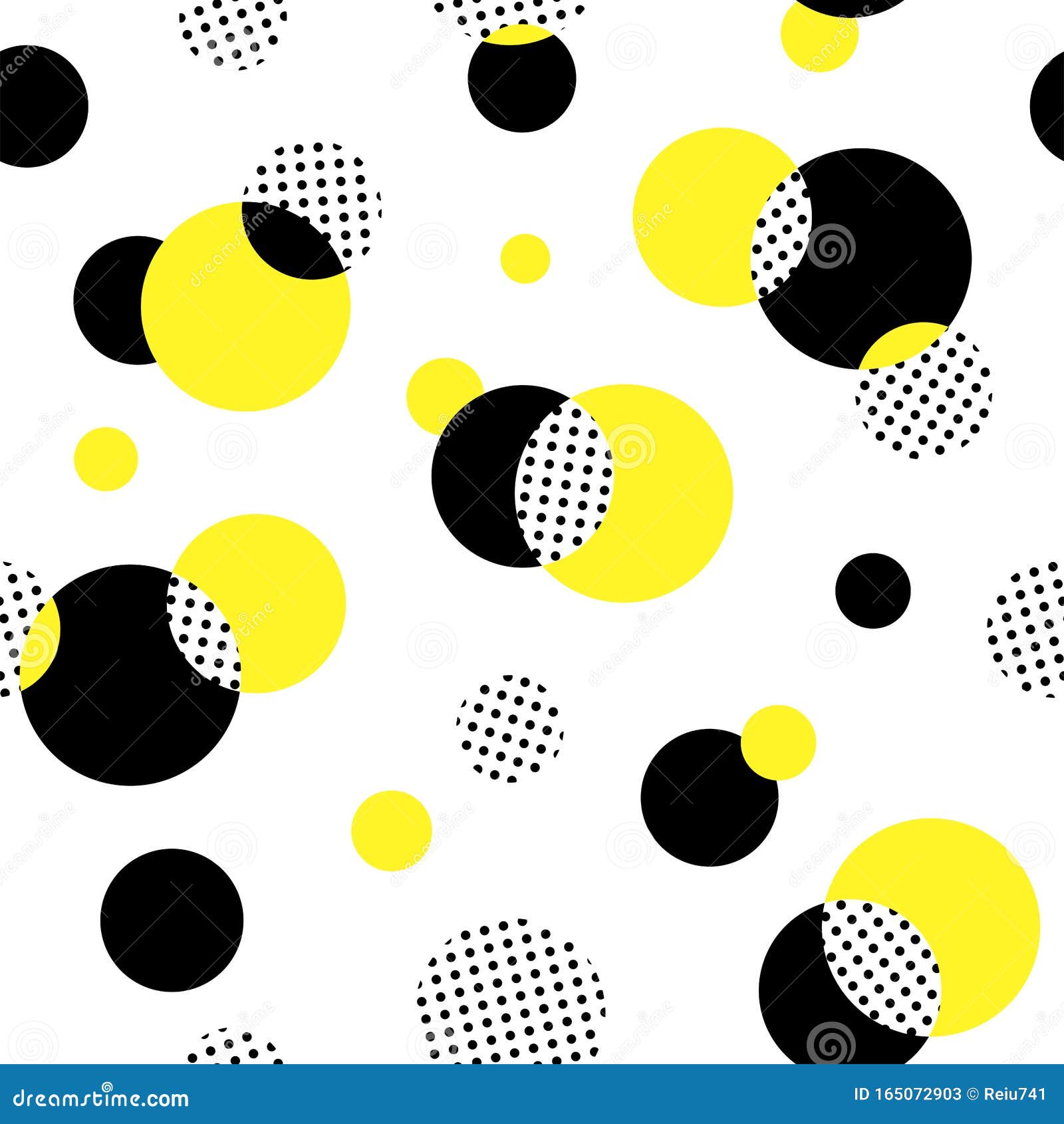 Abstract Black, Yellow, Spotted Circle Background Stock Vector
