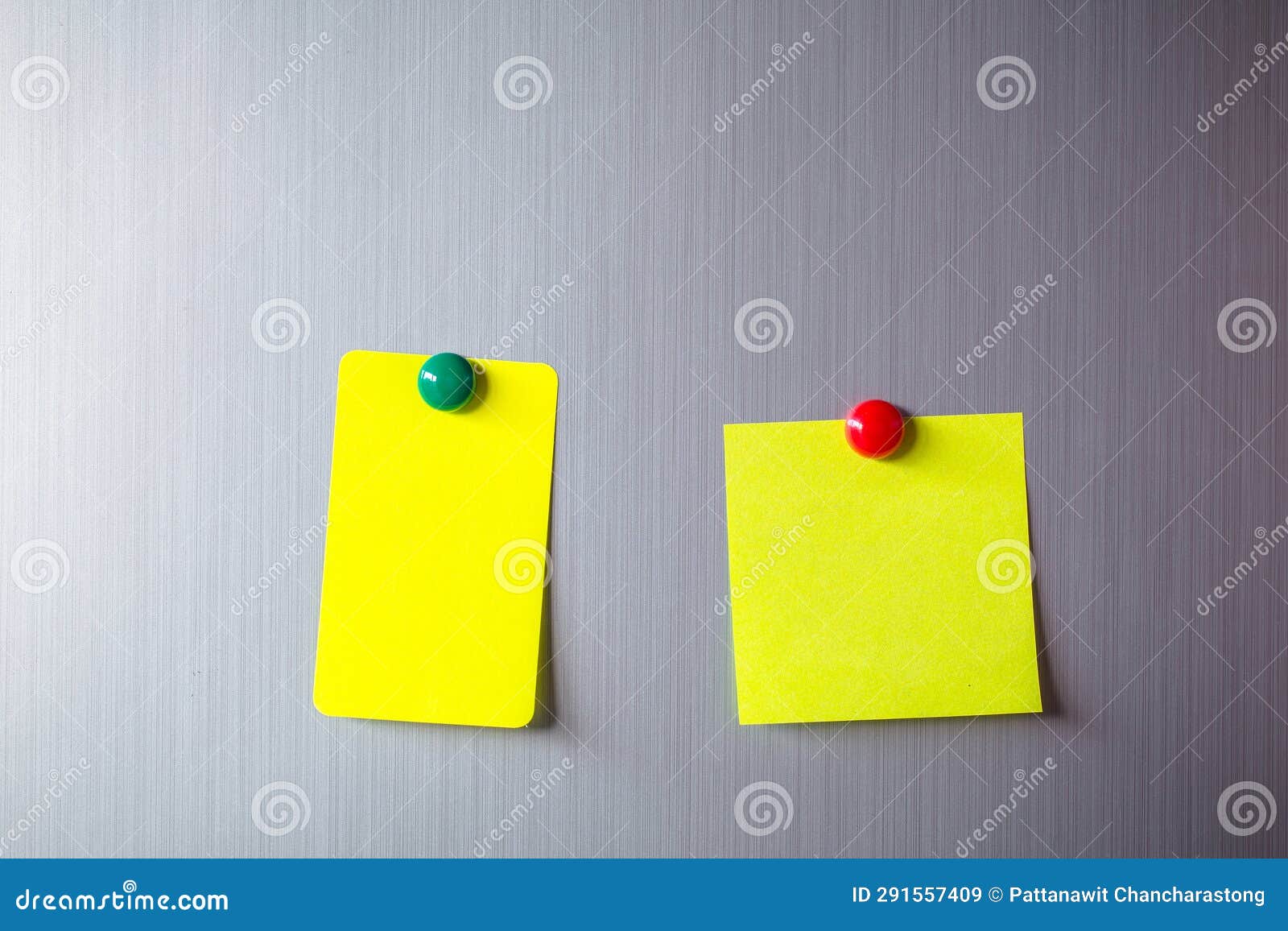 Abstract of Blank Paper and Stick Paper on Refrigerator Door. Paper