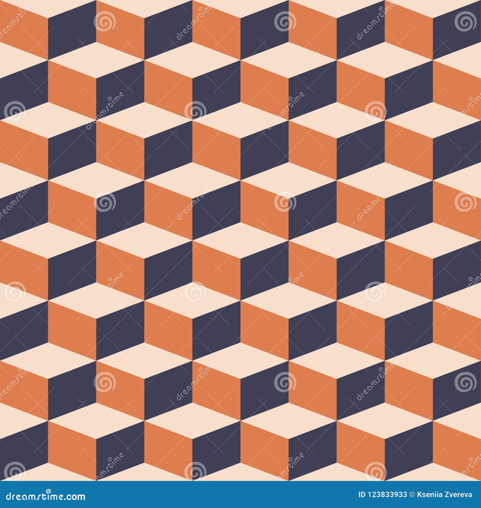 Abstract Blocks Visual Illusion Seamless Contrast Grey and Orange