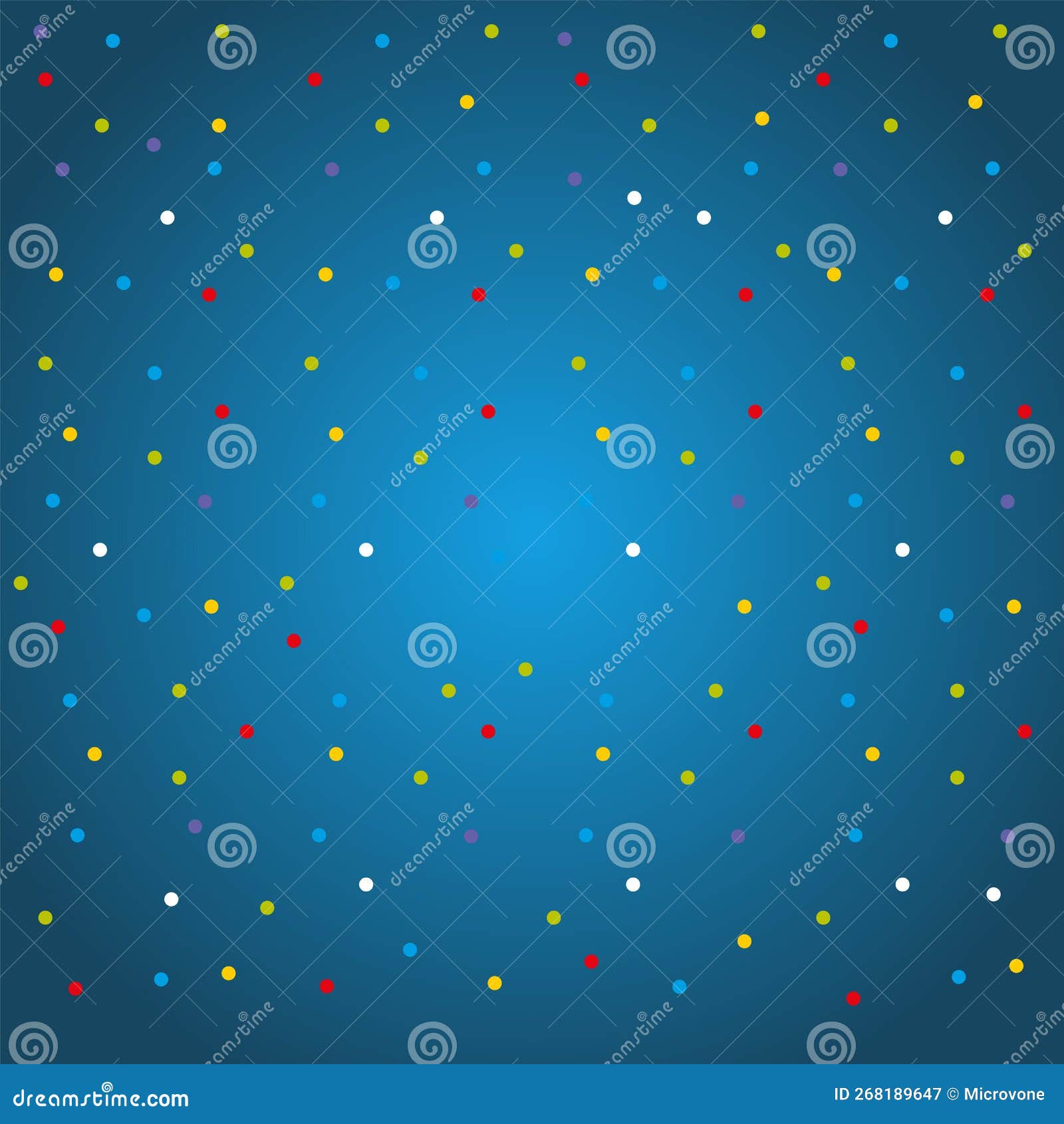 Abstract Blue Background with Color Confetti Dots Stock Illustration