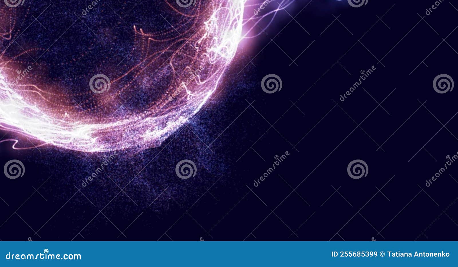 Abstract Blue Background, Explosion of Particles and Dots, Smooth Lines
