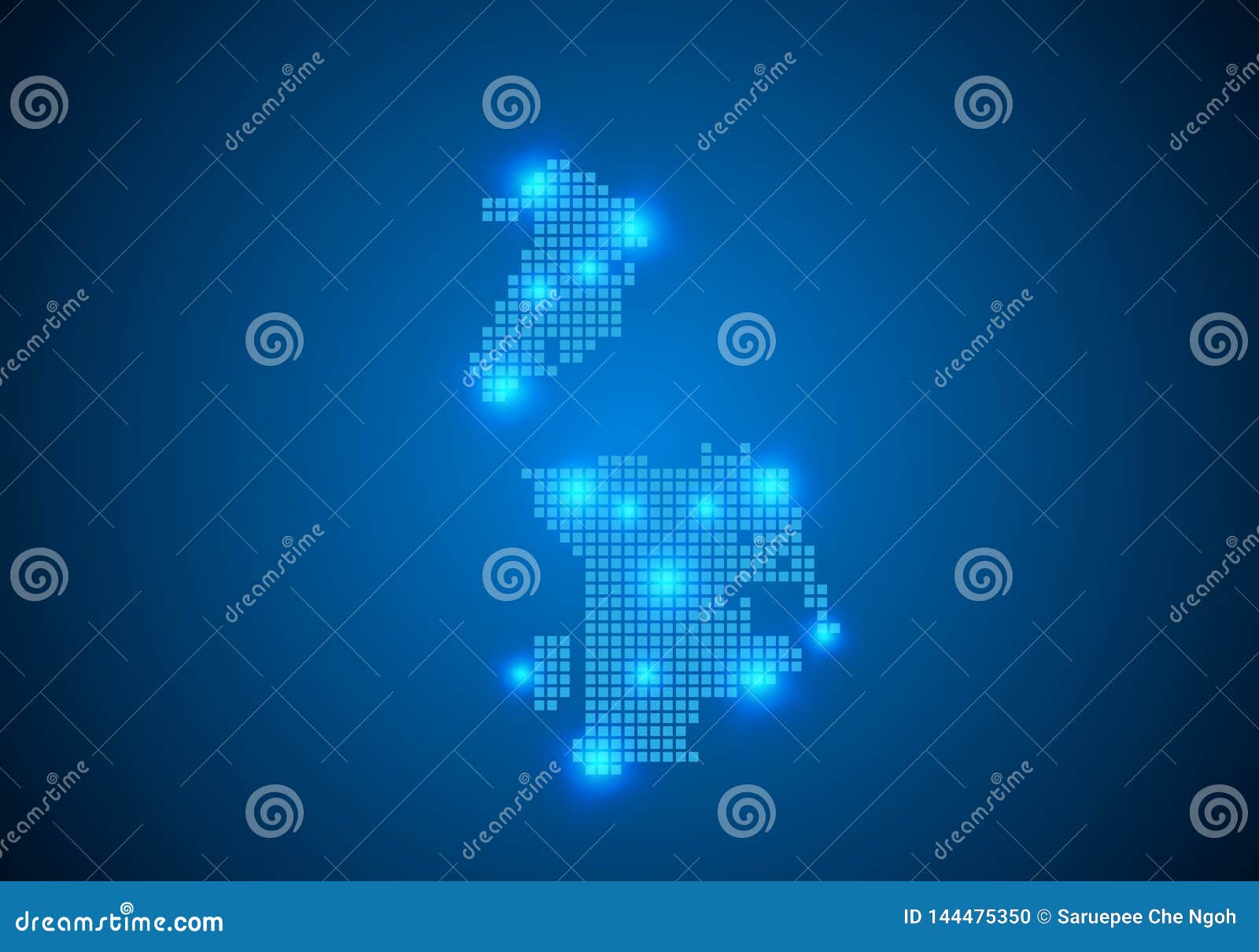 Abstract Blue Background with Map, Line, Connected Points. Map