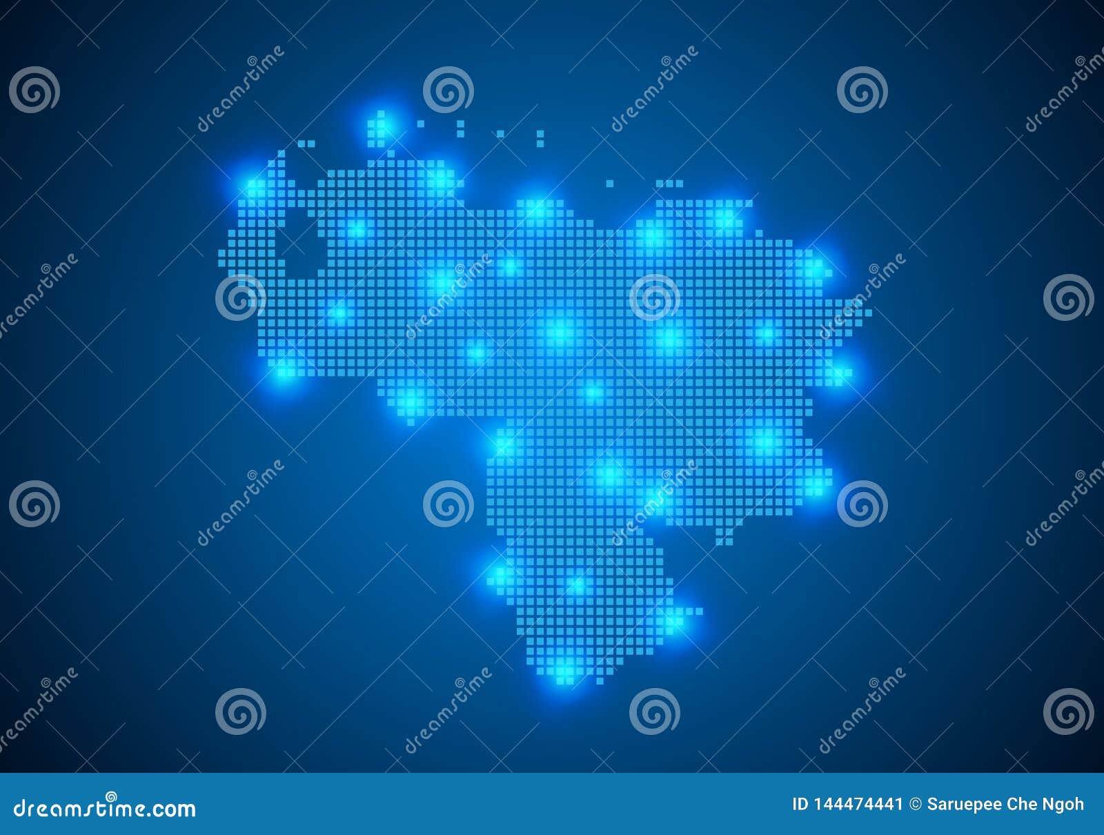 Abstract Blue Background with Map, Line, Connected Points. Map