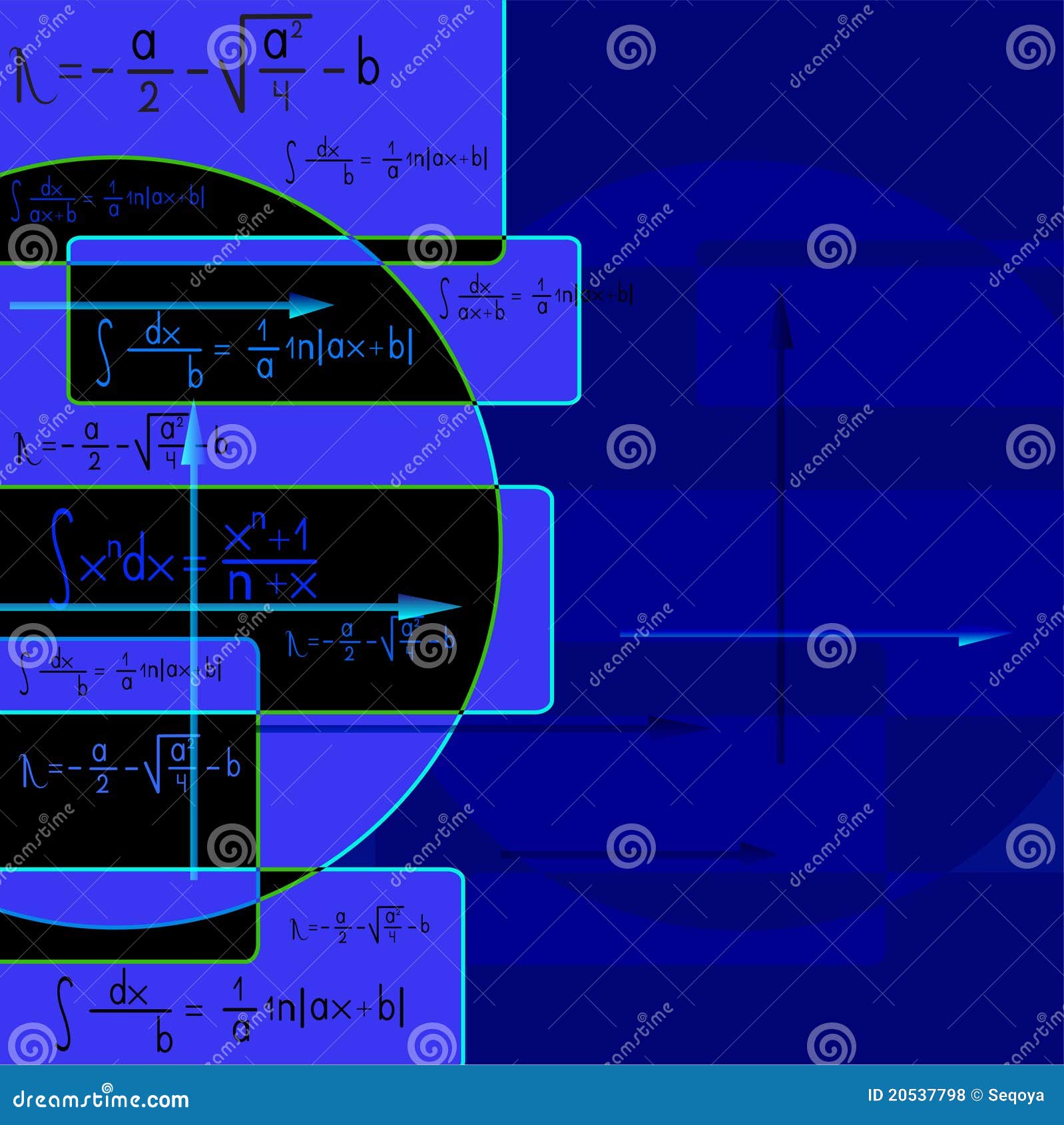 Abstract Blue Background with Mathematical Formula Stock Vector ...