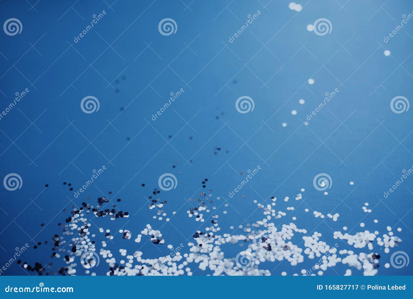 Abstract Blue Background with Silver Confetti. Stock Image - Image of