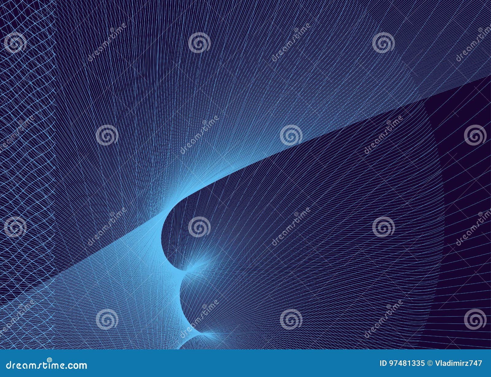 Abstract Blue Background with White Lines and Loops Stock Vector