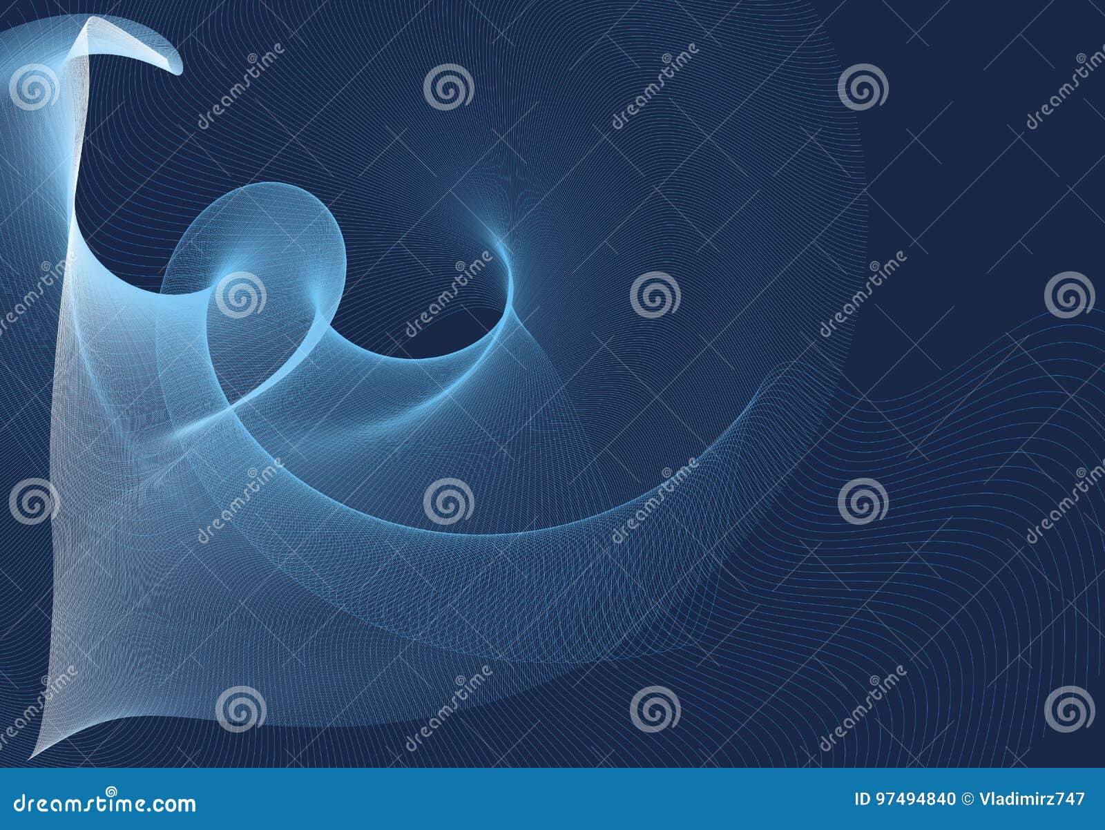 Abstract Blue Background with White Lines and Loops Stock Vector