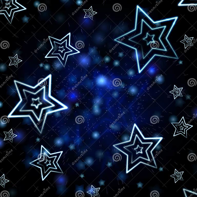 Abstract Blue Background with White Stars Stock Illustration