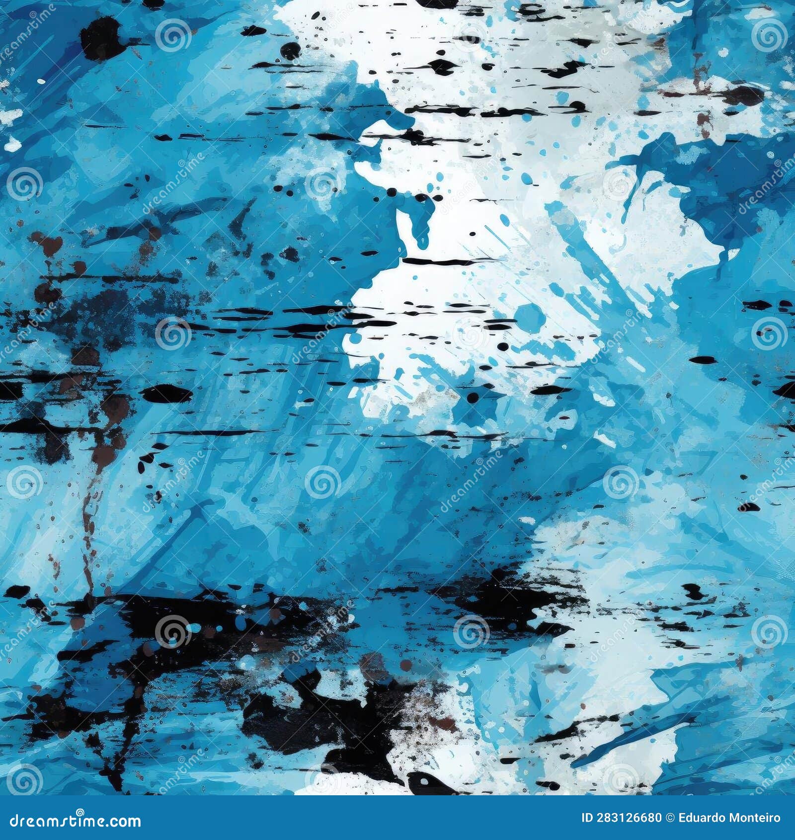 Abstract Blue and Black Paint Splatters with Baroque Brushwork (tiled) Stock Photo Image of