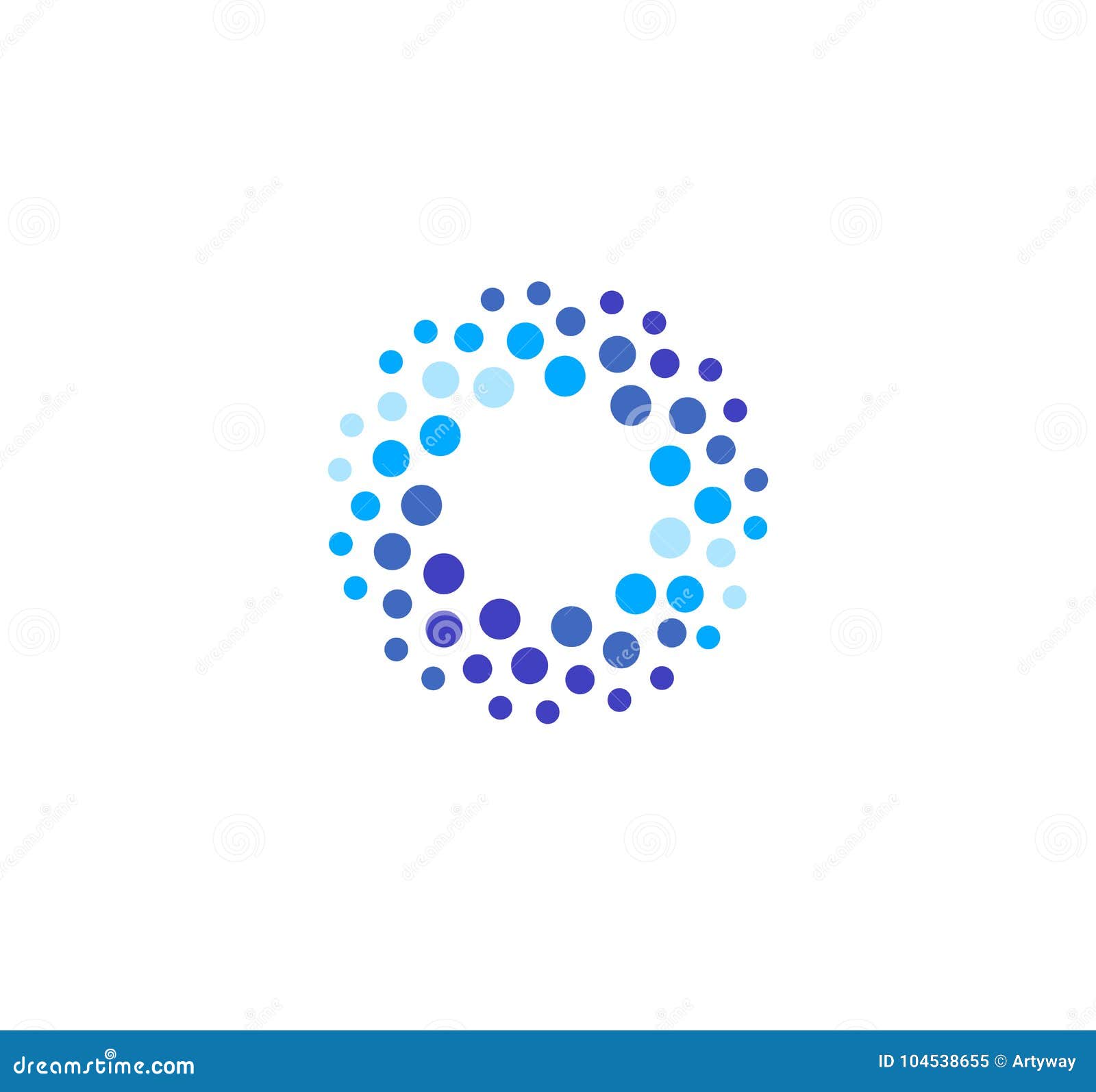 Abstract Blue Color Round Logo from Circles. Water Vector Logotype ...