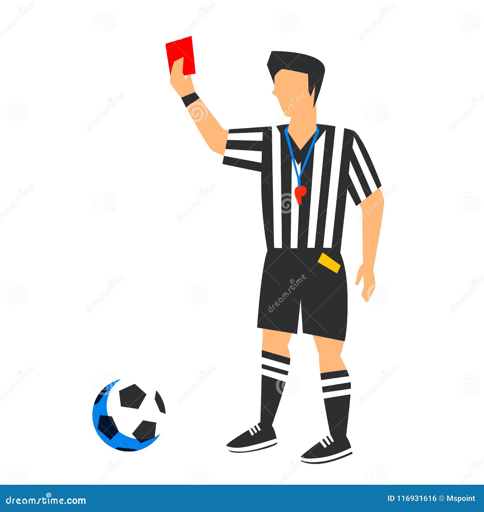 Abstract In Blue Football Referee With Red Card And Ball. Soccer Throughout Soccer Referee Game Card Template