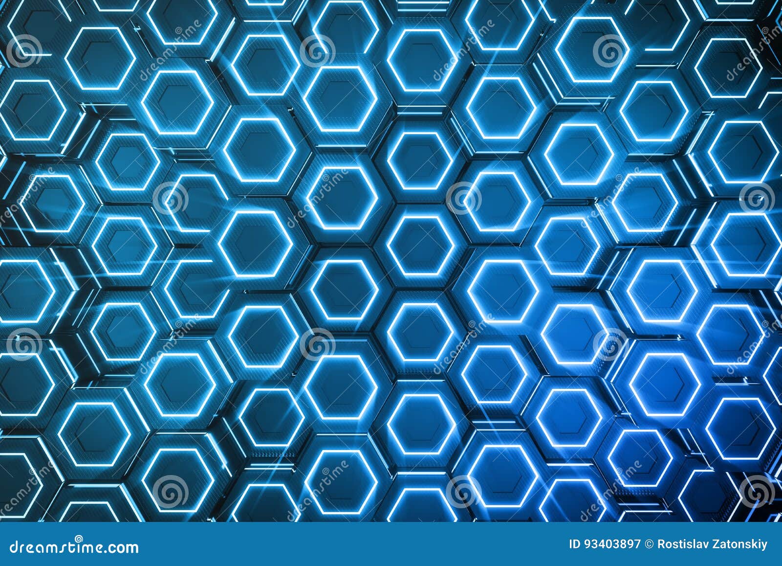 Abstract Blue Of Futuristic Surface Hexagon Pattern Hexagonal