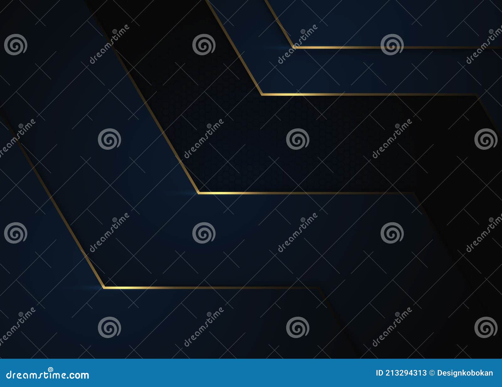 Abstract Blue and Gold on Black Background Stock Illustration