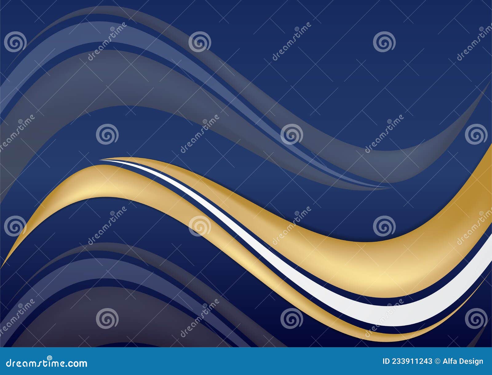 Abstract Blue and Gold White Background with Gold Threads. Abstract