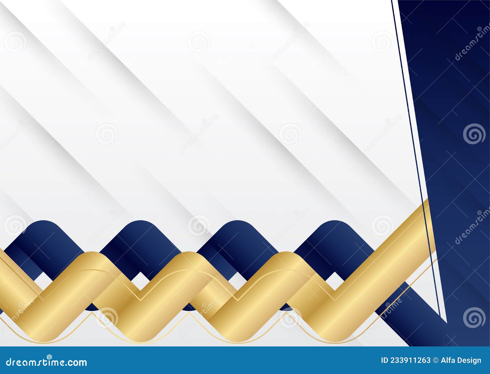 Abstract Blue and Gold White Background with Gold Threads. Abstract